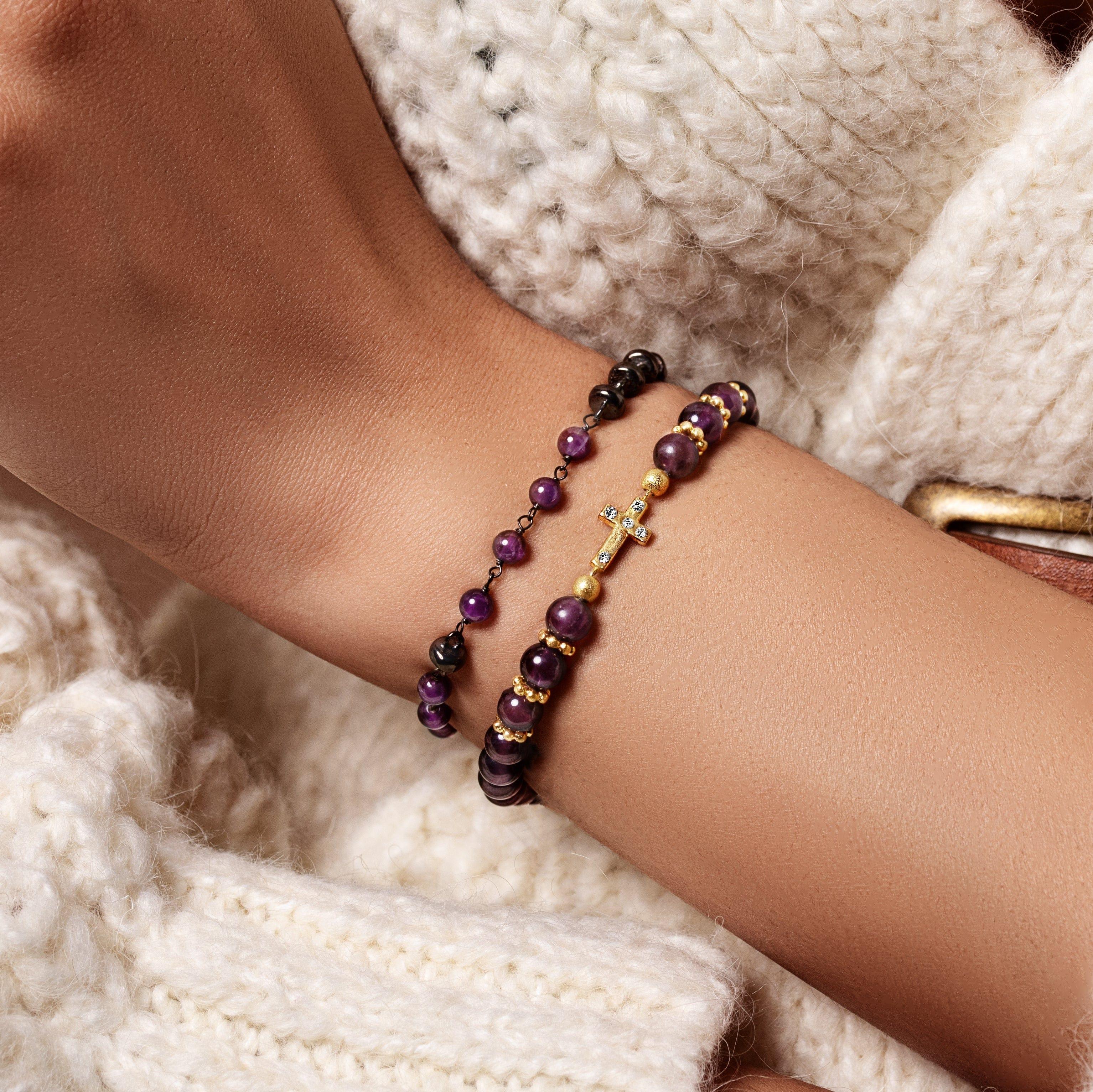 Leap of Intuition - Amethyst Cross Charm Bracelet - Image 5