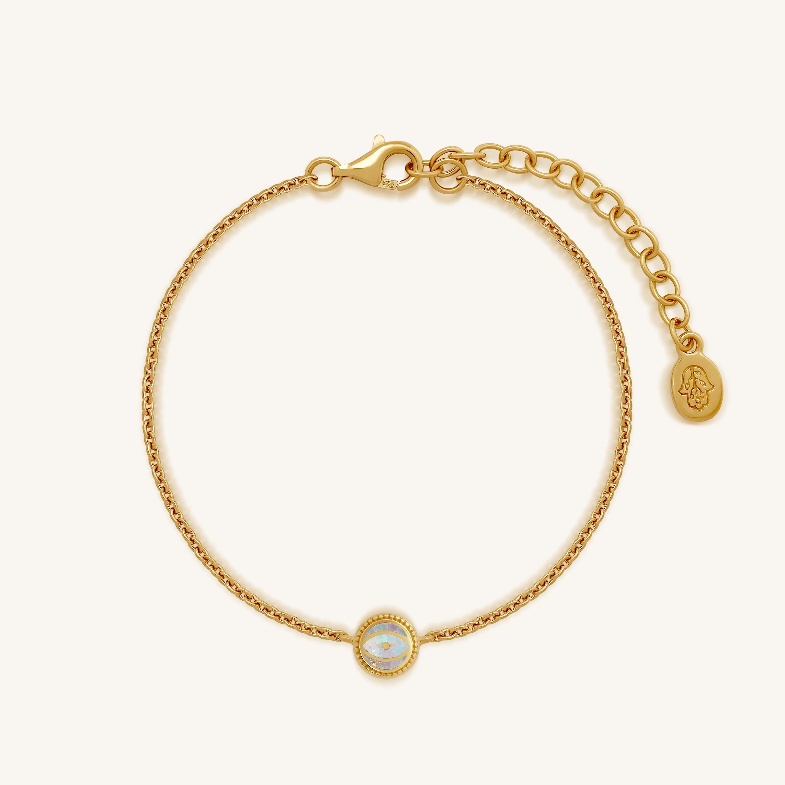 Light Guardian - Opal October Birthstone Evil Eye Gold Bracelet