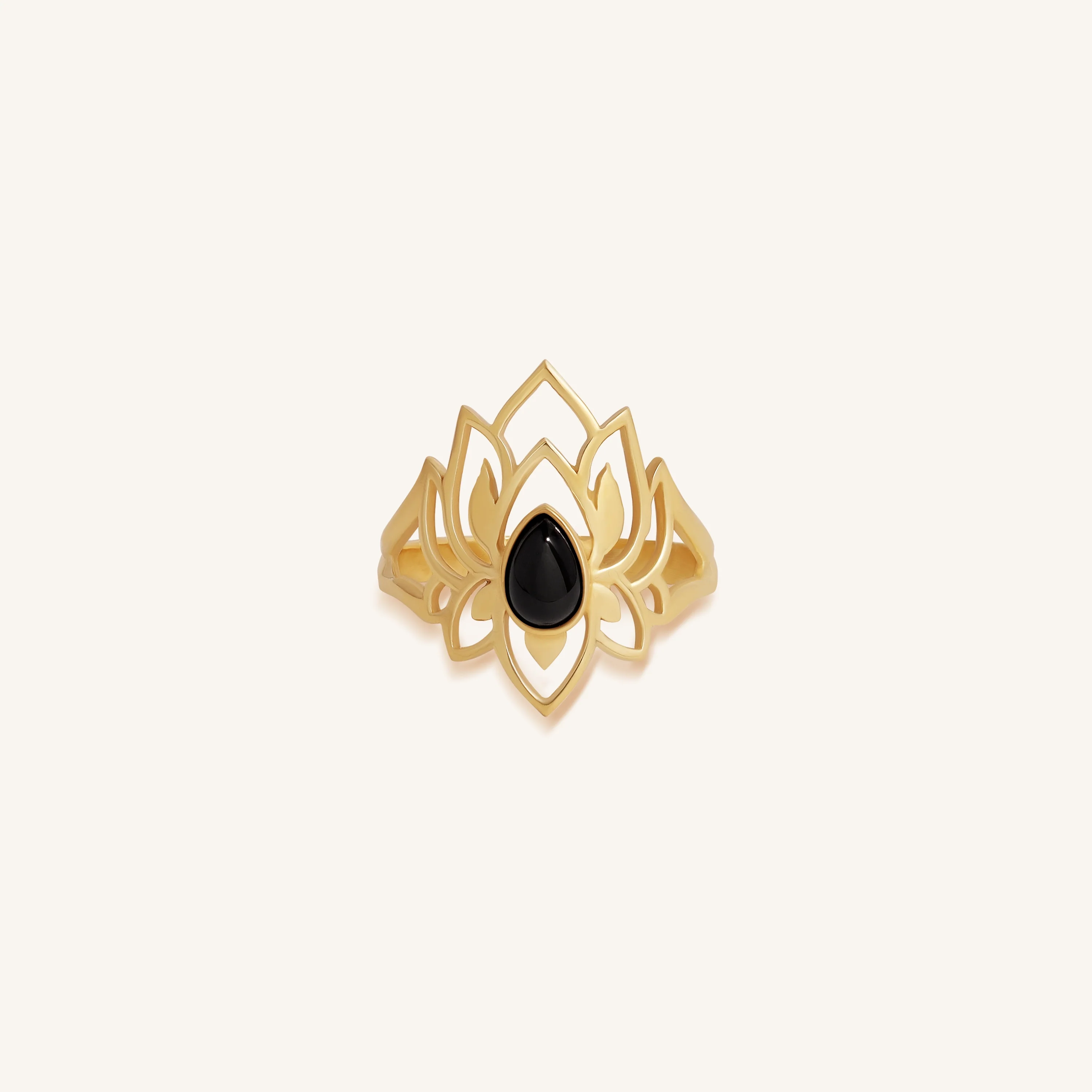 Lotus Grace Royale Onyx Gold Ring - Image 4