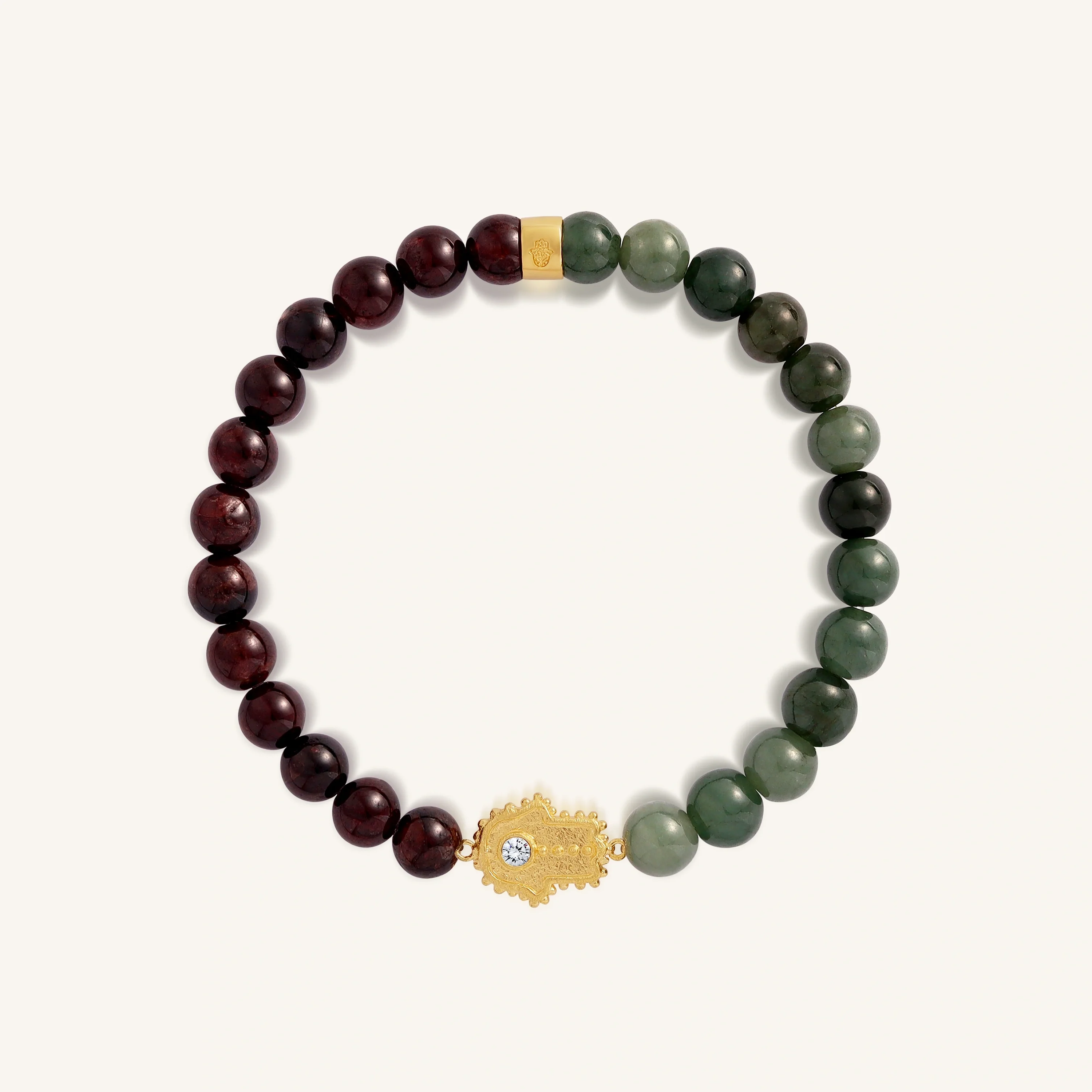 Luckiest Manifestation Jade & Garnet Hamsa Bracelet