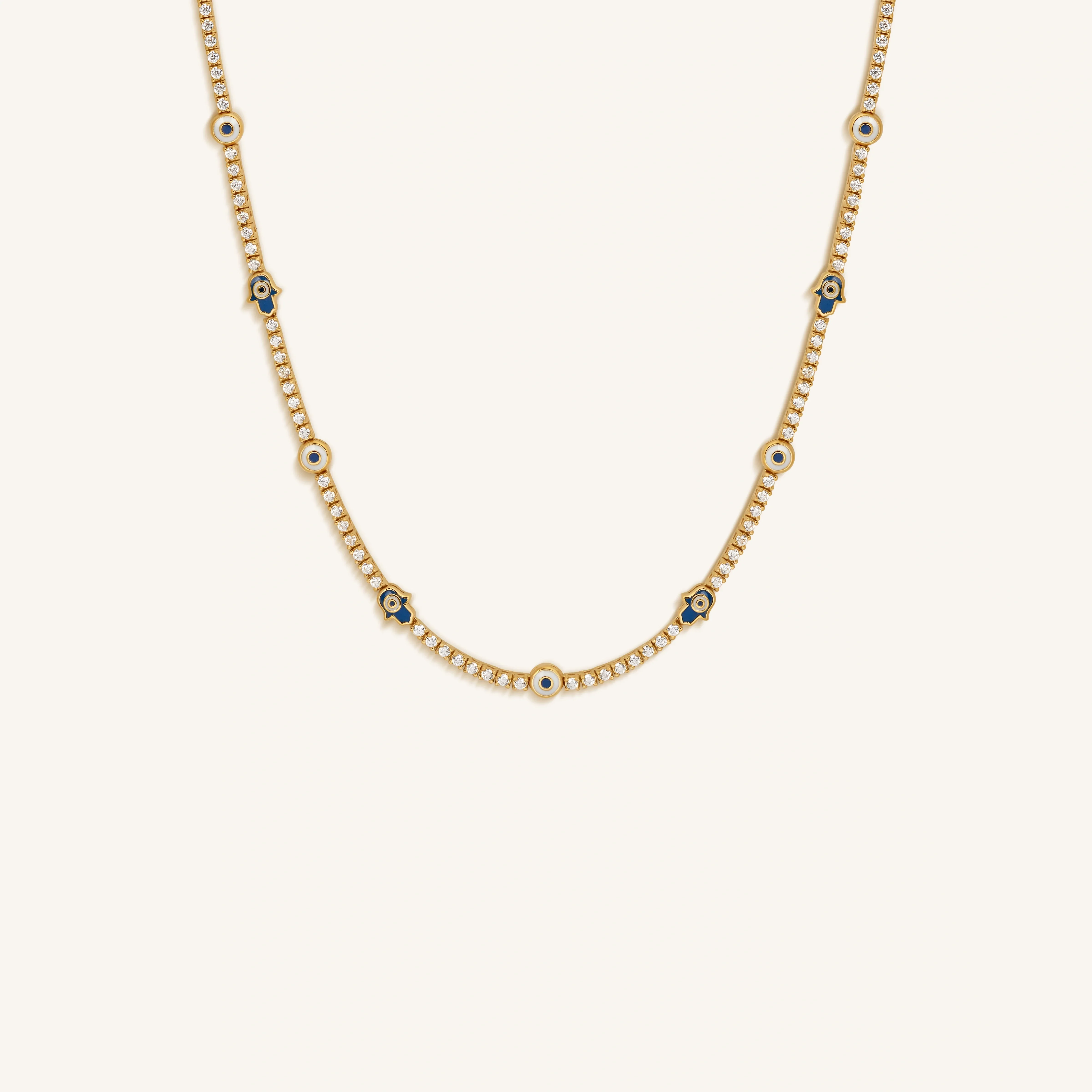 Lucky Manifestation Hamsa & Evil Eye Tennis Necklace - Image 2