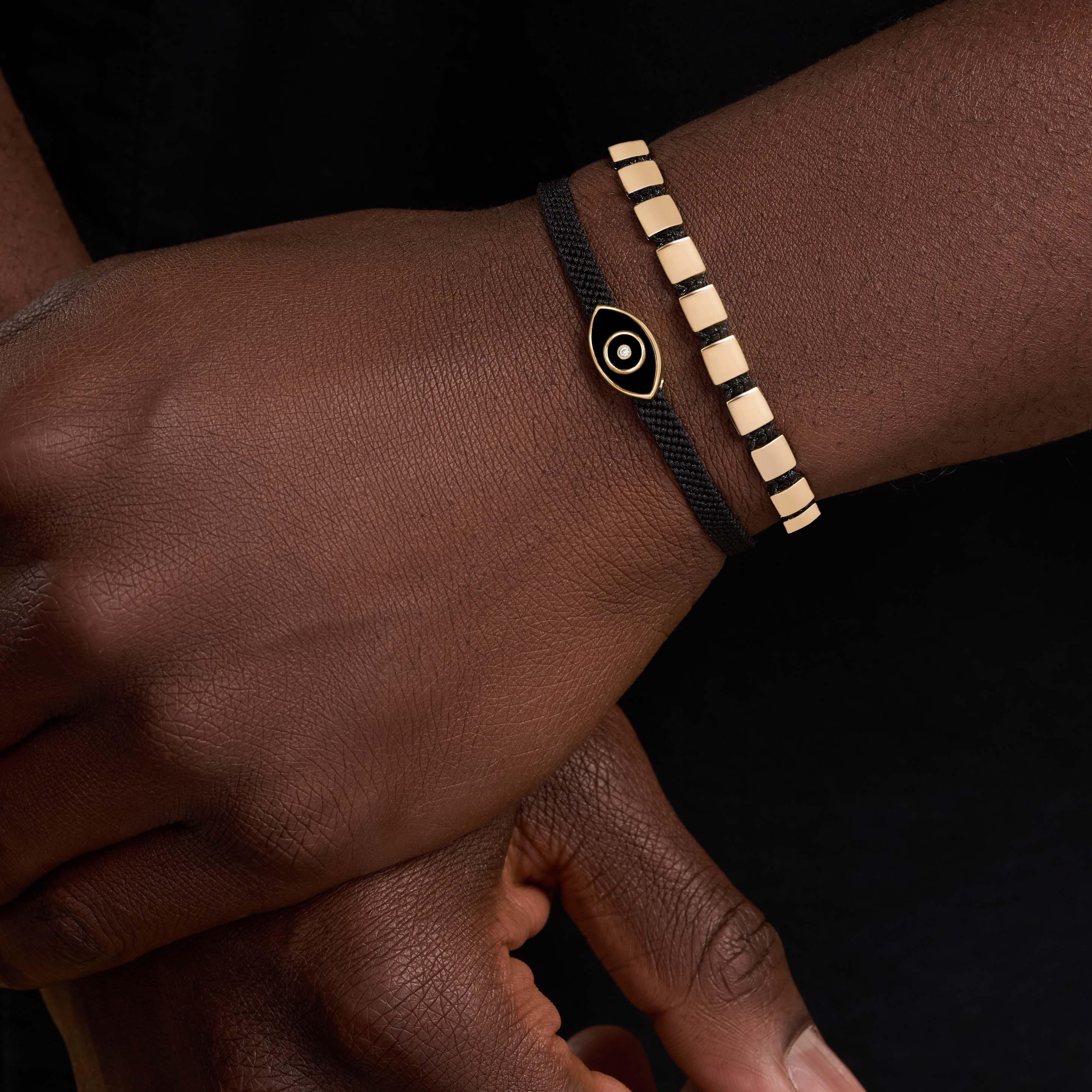 Lucky Spirit Gold Evil Eye Black String Bracelet - Image 2