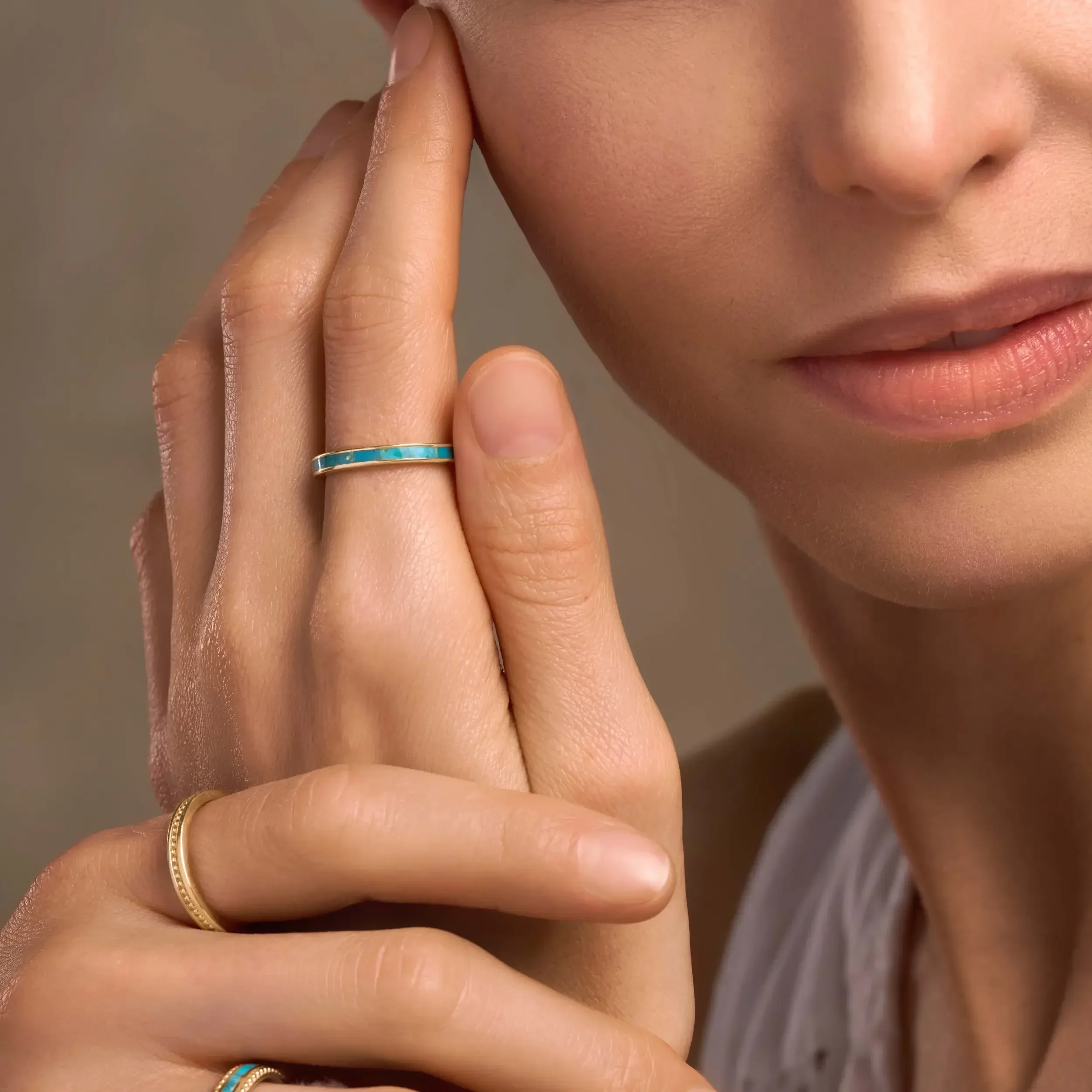 Luminous Soul Turquoise Gold Ring - Image 2