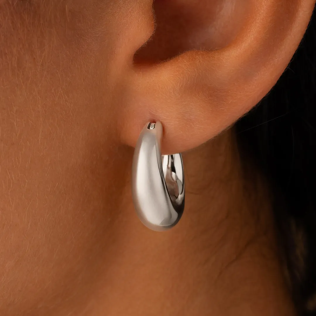 Lunar Arc Mini Silver Hoops - Image 2
