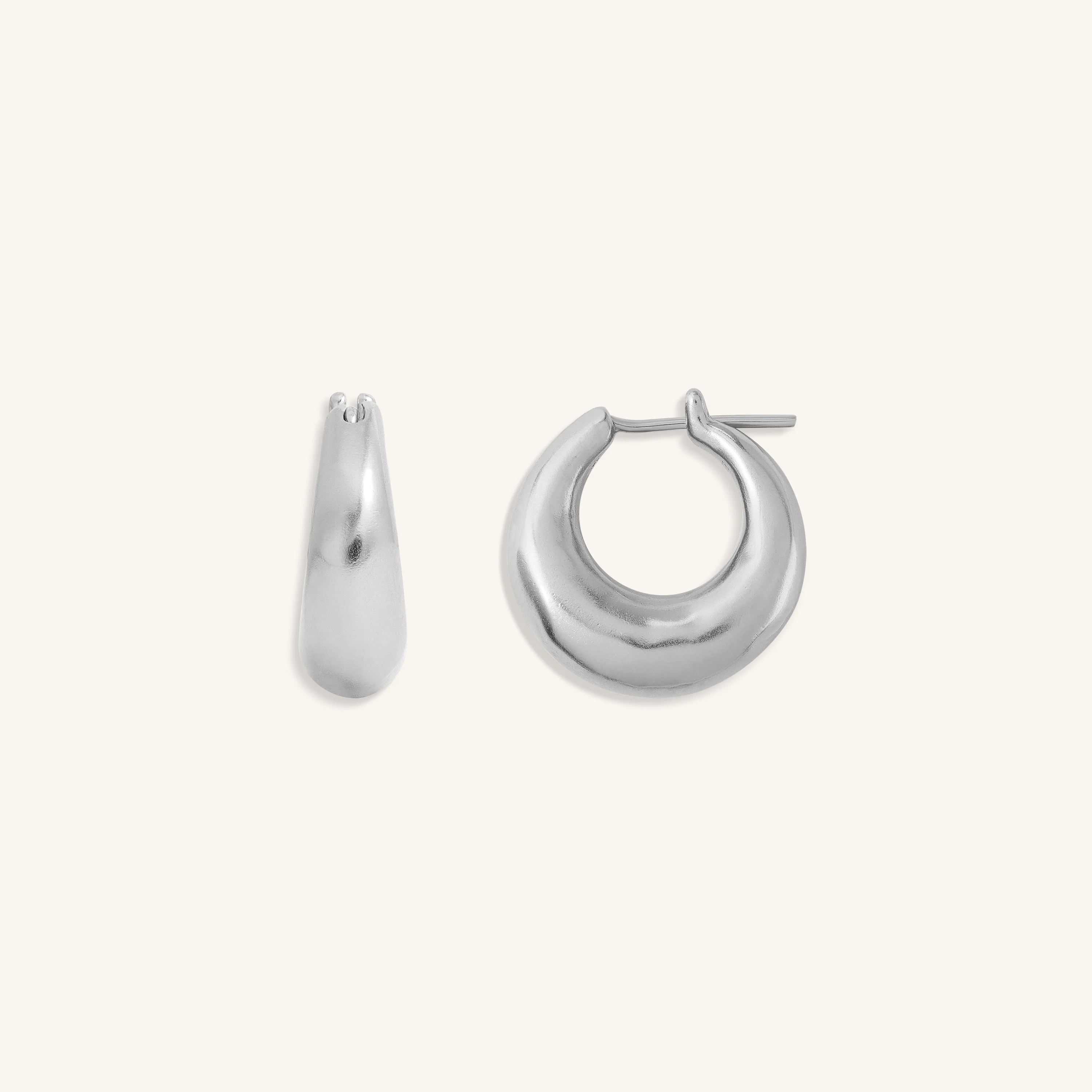 Lunar Arc Mini Silver Hoops - Image 3