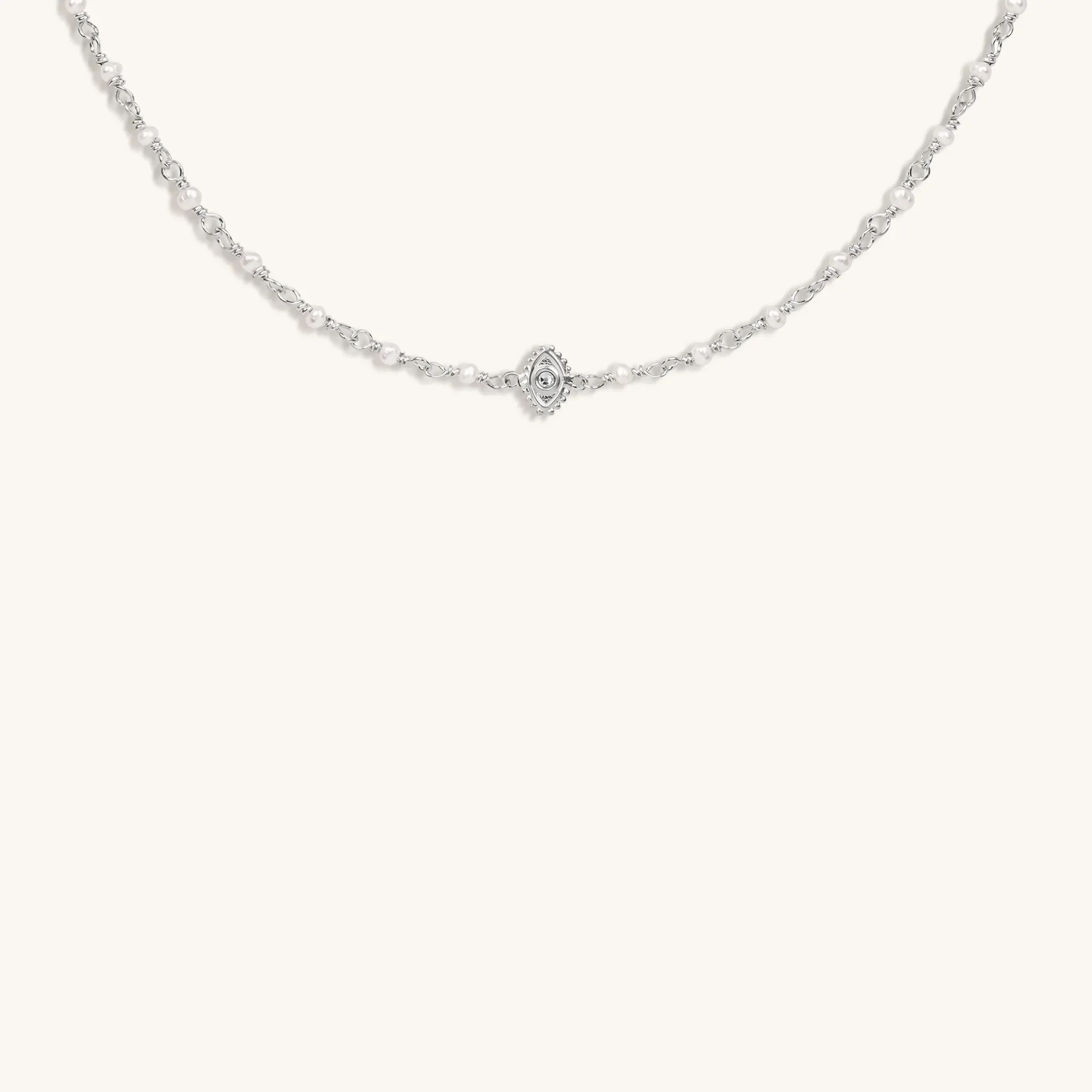 Lustrous Guardian Evil Eye Pearl Necklace