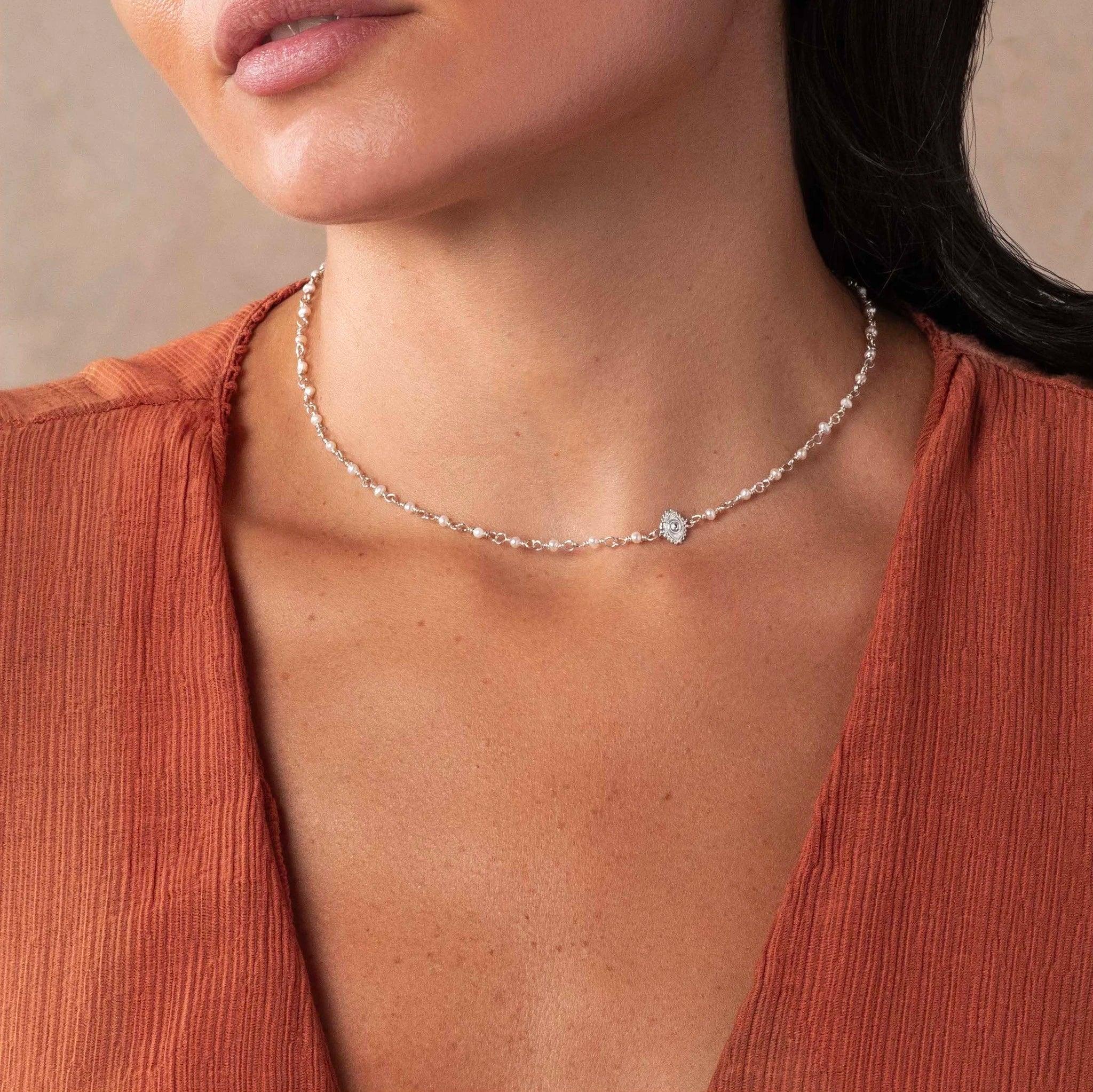 Lustrous Guardian Evil Eye Pearl Necklace - Image 2