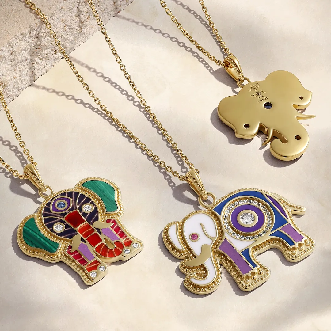 Majestic Wisdom Elephant Multi-Gemstone Necklace - Image 5