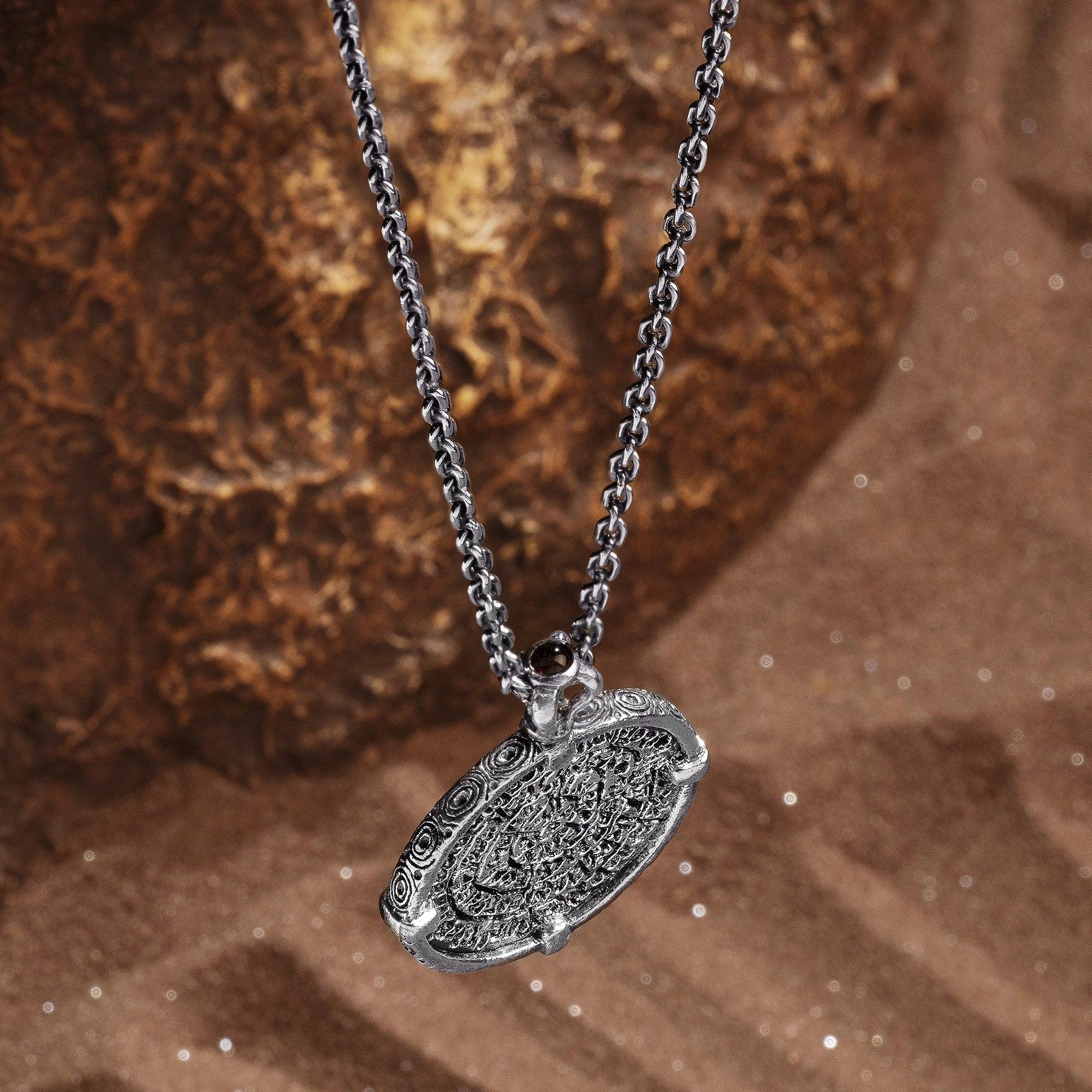 Mayan Wisdom - Onyx Coin Pendant Necklace - Image 3