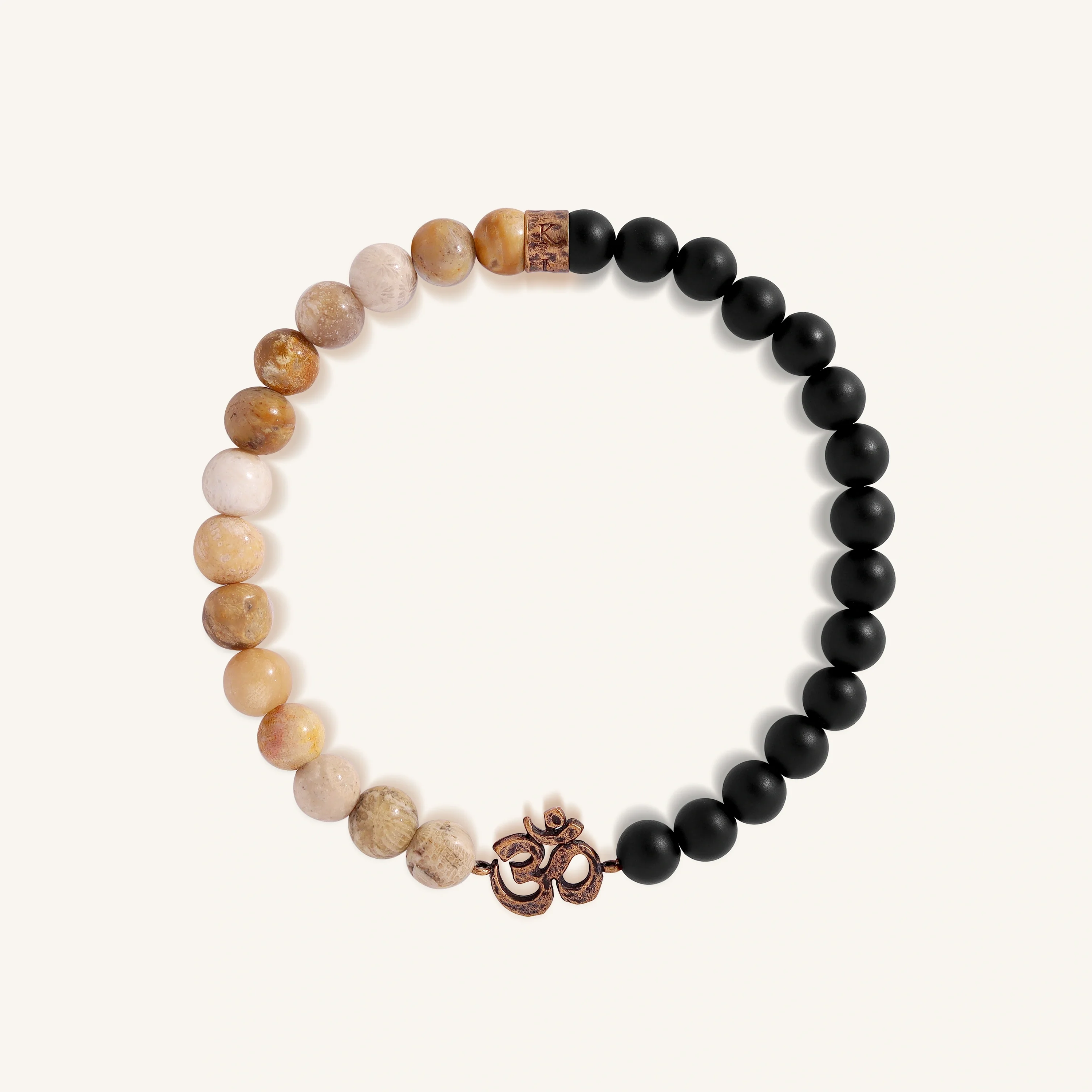 Mindful Guru Matte Onyx, Jasper, & African Opal Om Bracelet