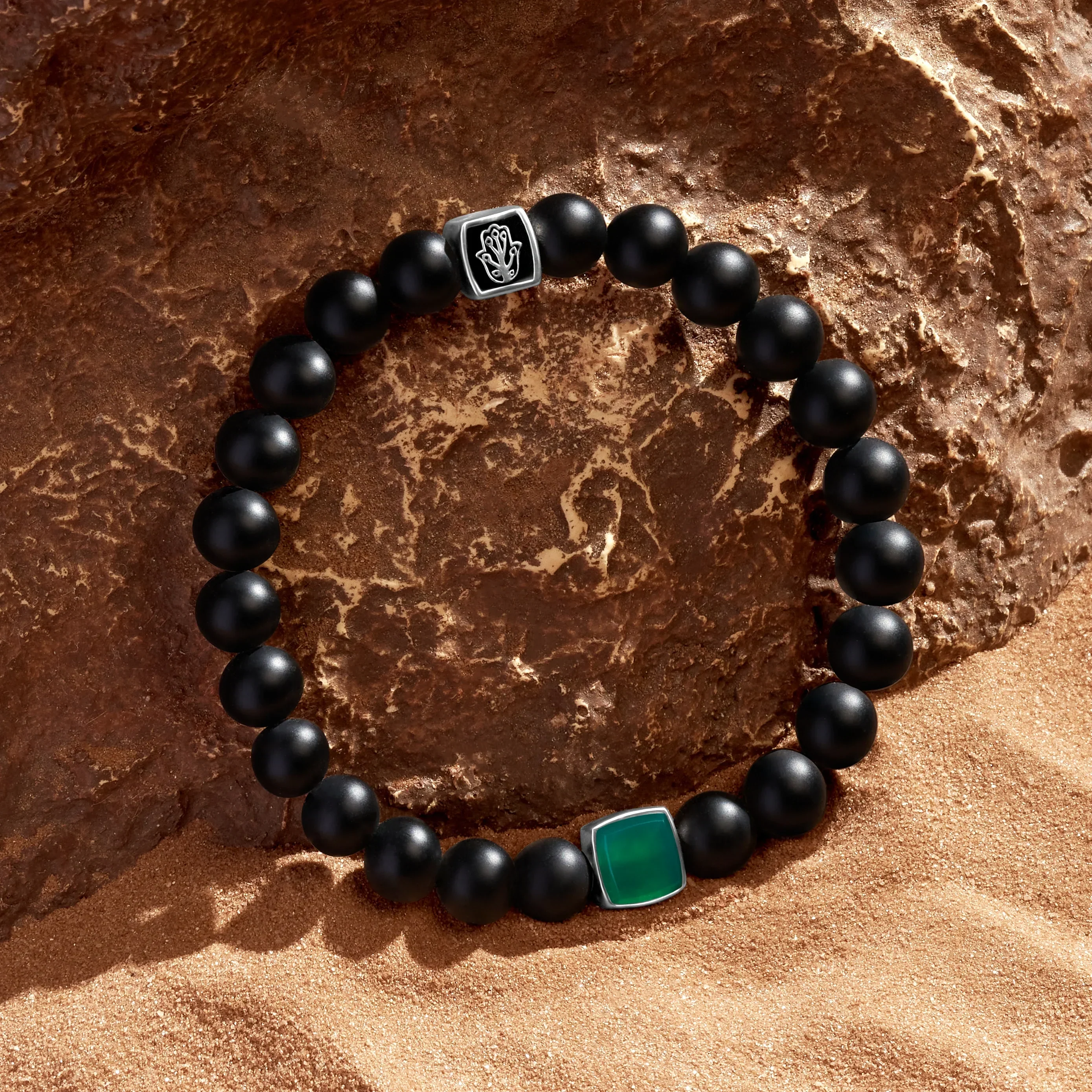 Insightful Wisdom Emerald Birthstone Bracelet on Black Onyx