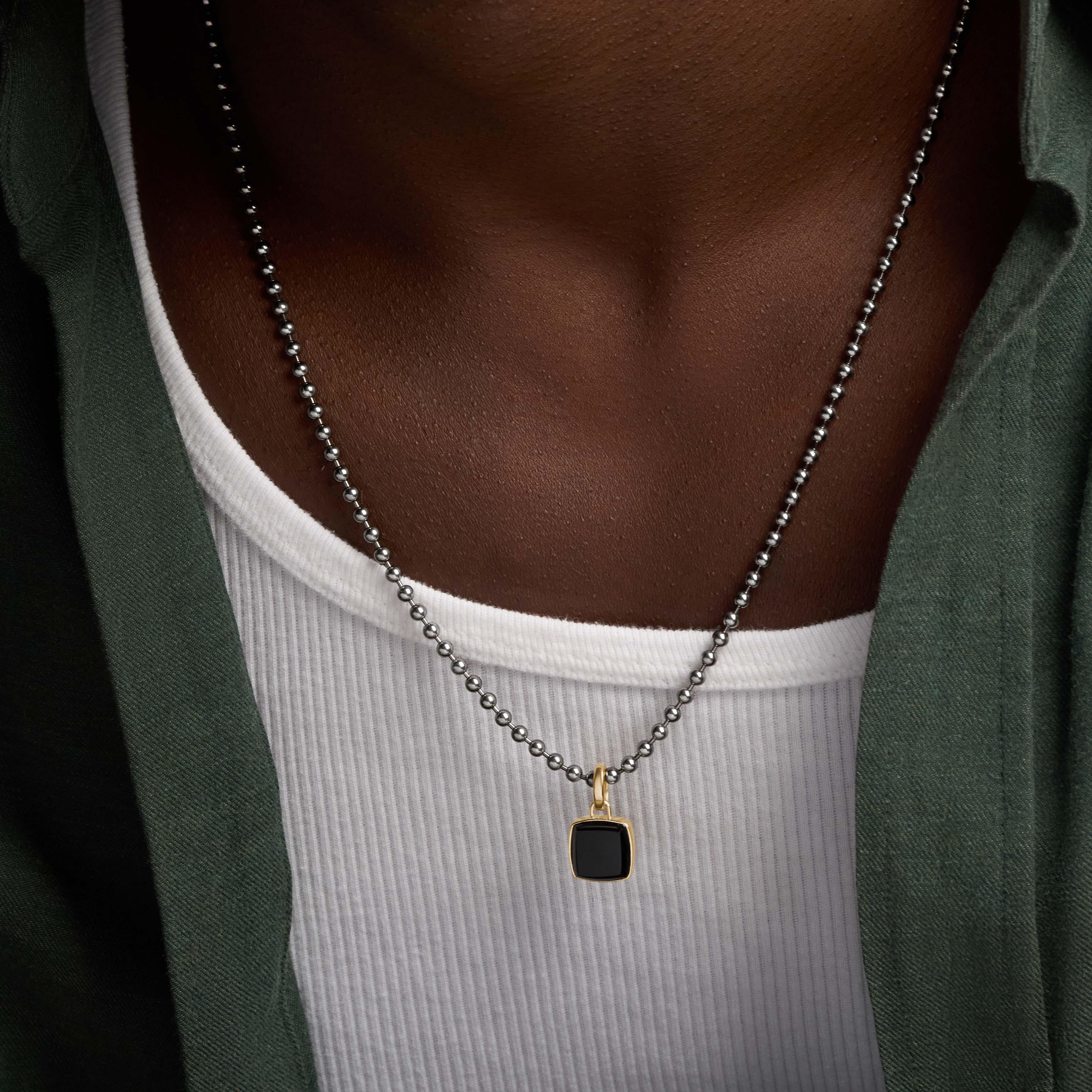 Midnight Guardian Gunmetal Onyx Charm Necklace - Image 2