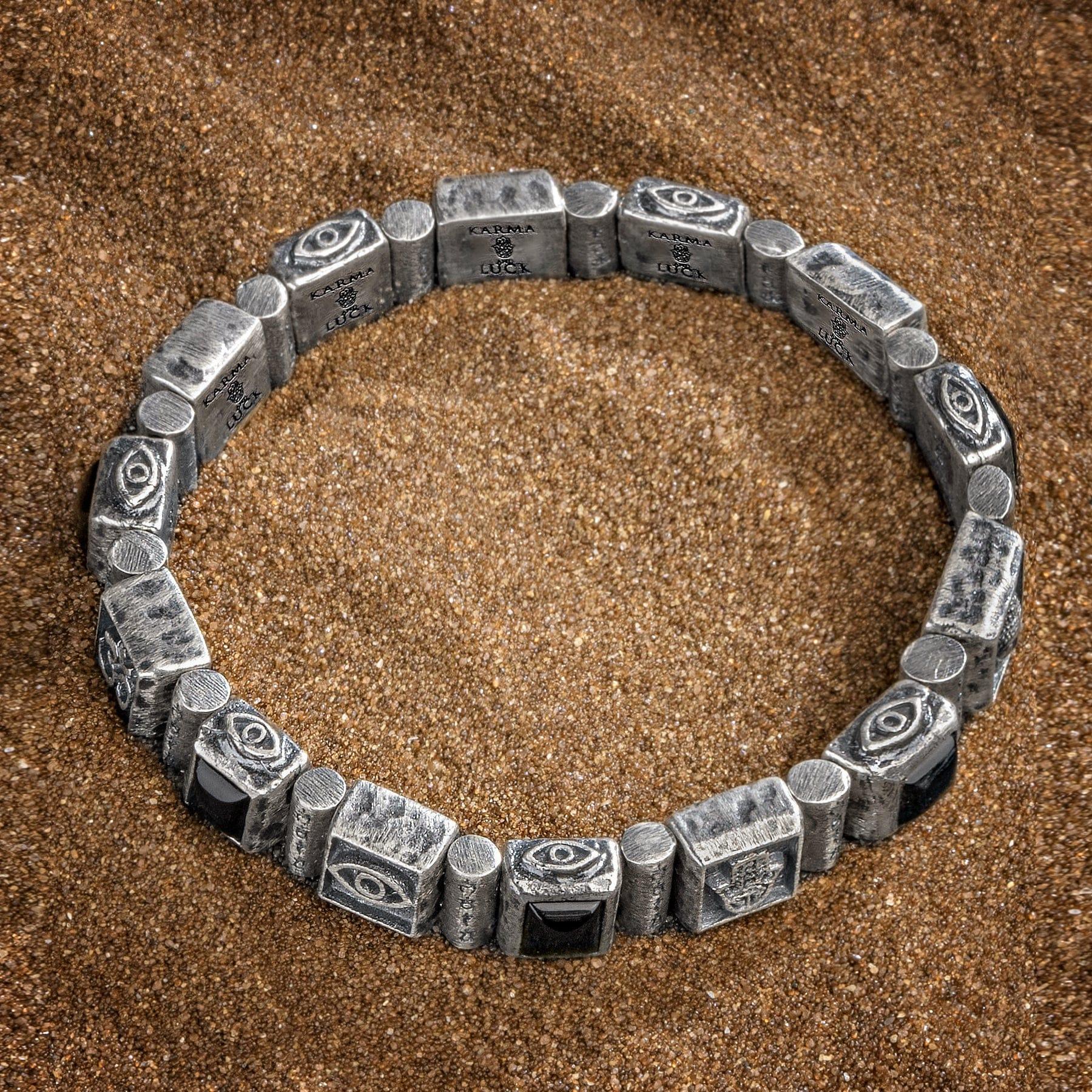 Mindful Reflection - Multi Symbol Black Onyx Mantra Bracelet - Image 3