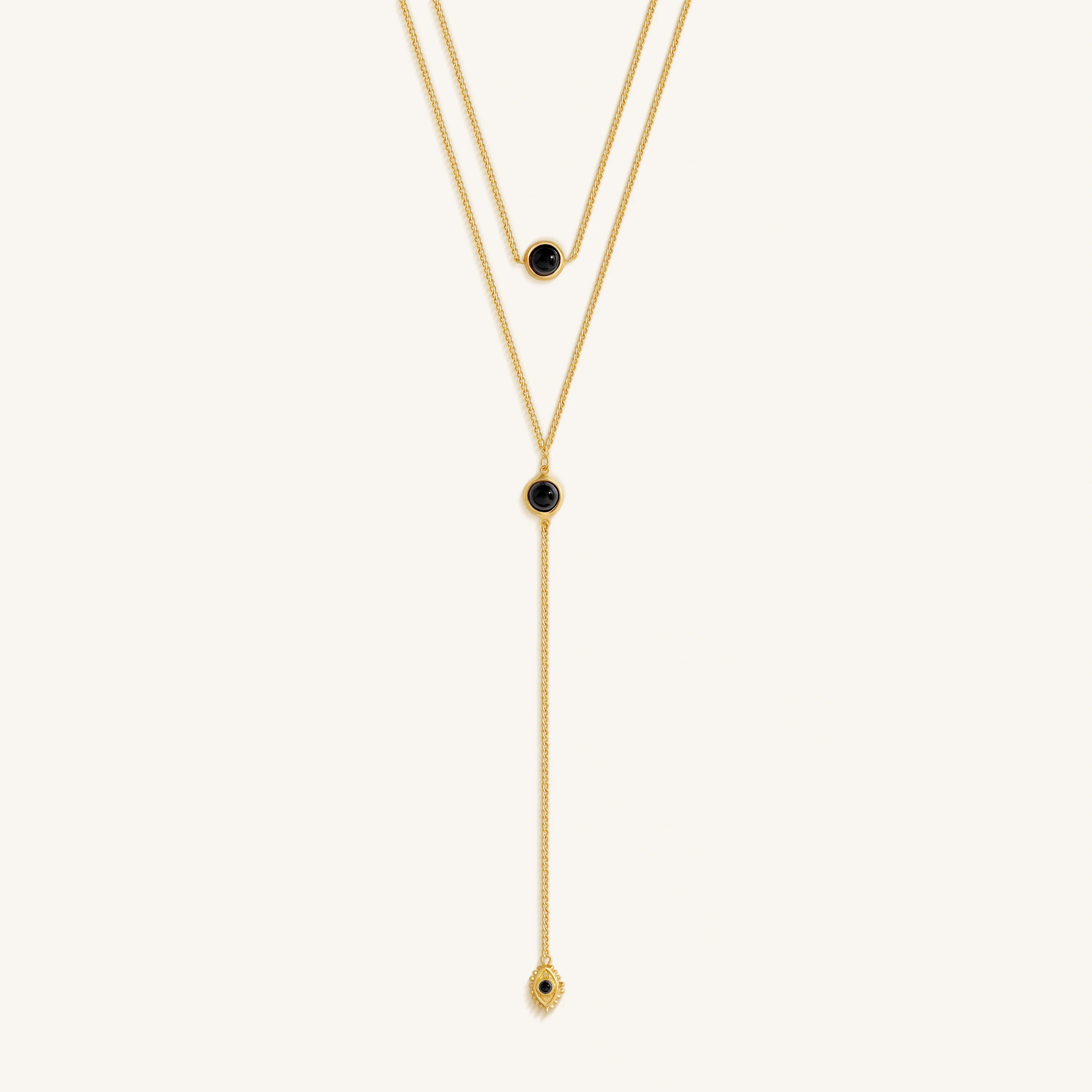 Mystic Drift Onyx Lariat Necklace