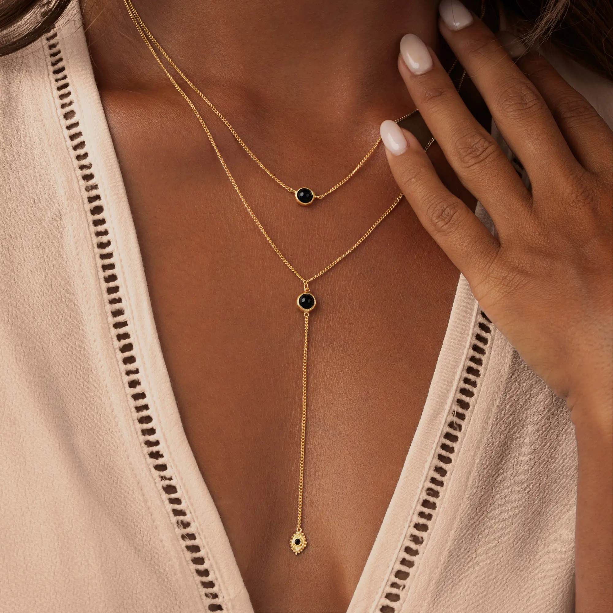 Mystic Drift Onyx Lariat Necklace - Image 2