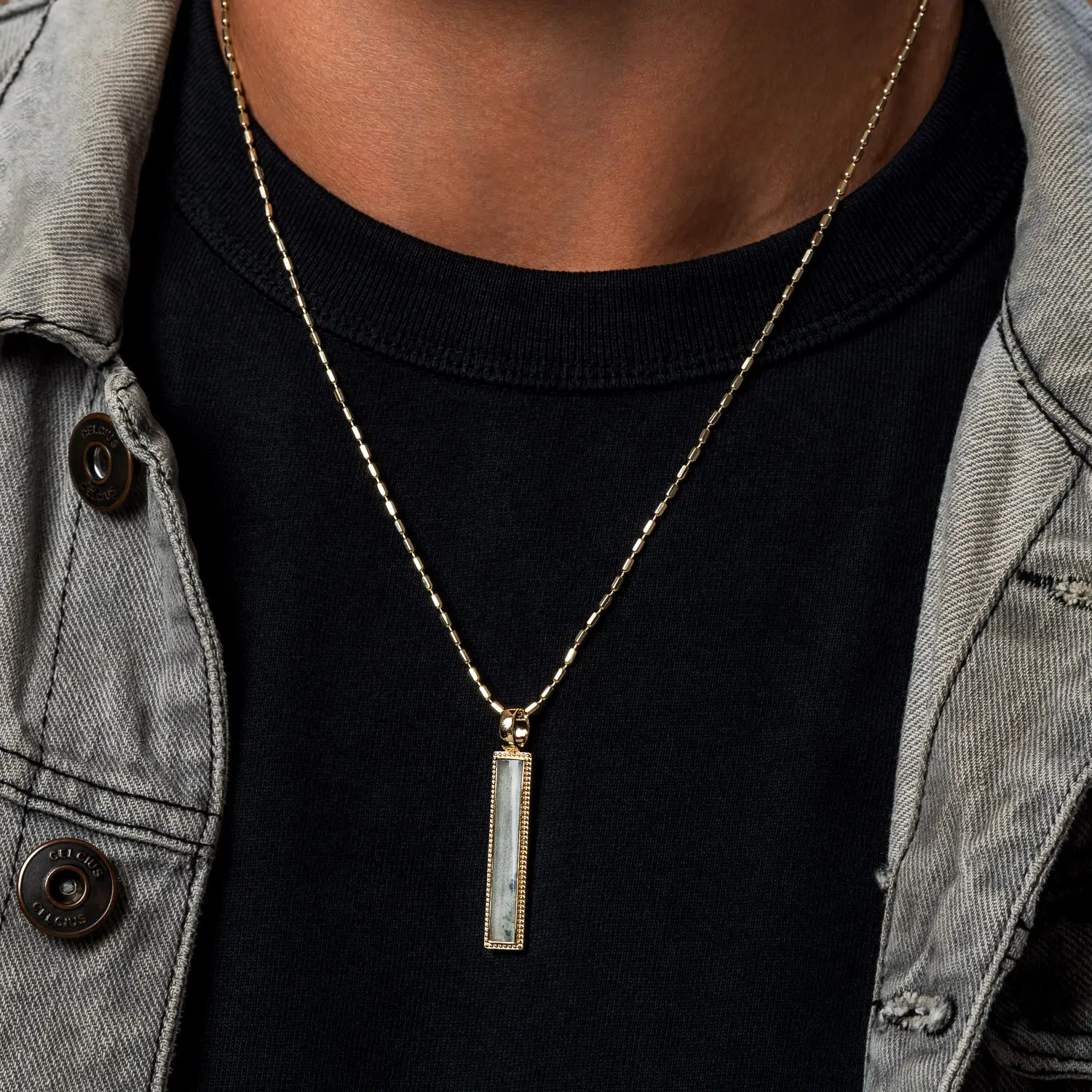 Mystic Terrain Labradorite Bar Pendant Necklace - Image 2