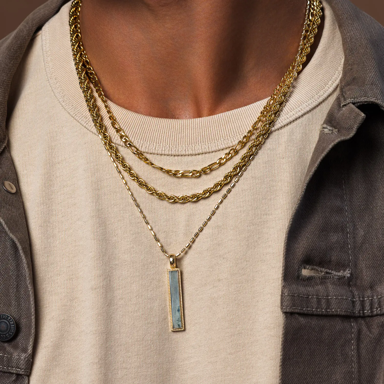 Mystic Terrain Labradorite Bar Pendant Necklace - Image 5