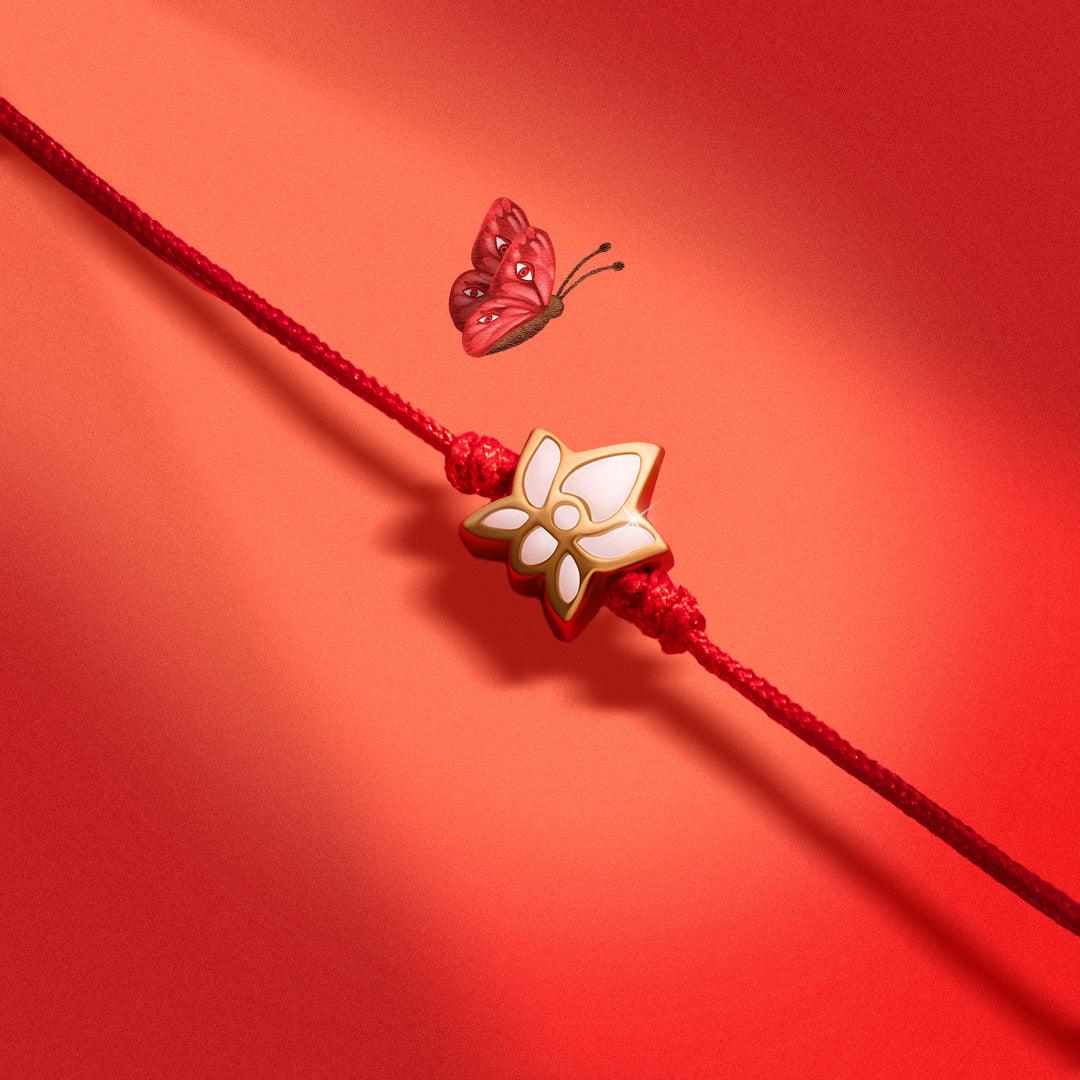 Obstacle Crusher Red String Lotus Charm Bracelet - Image 3