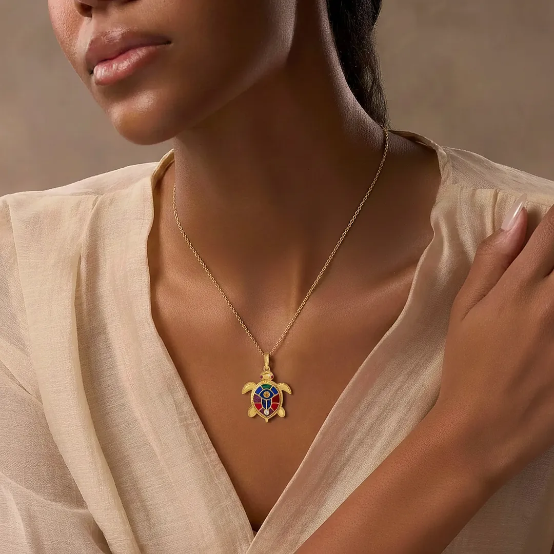 Ocean Tranquility Turtle Charm Necklace - Image 2