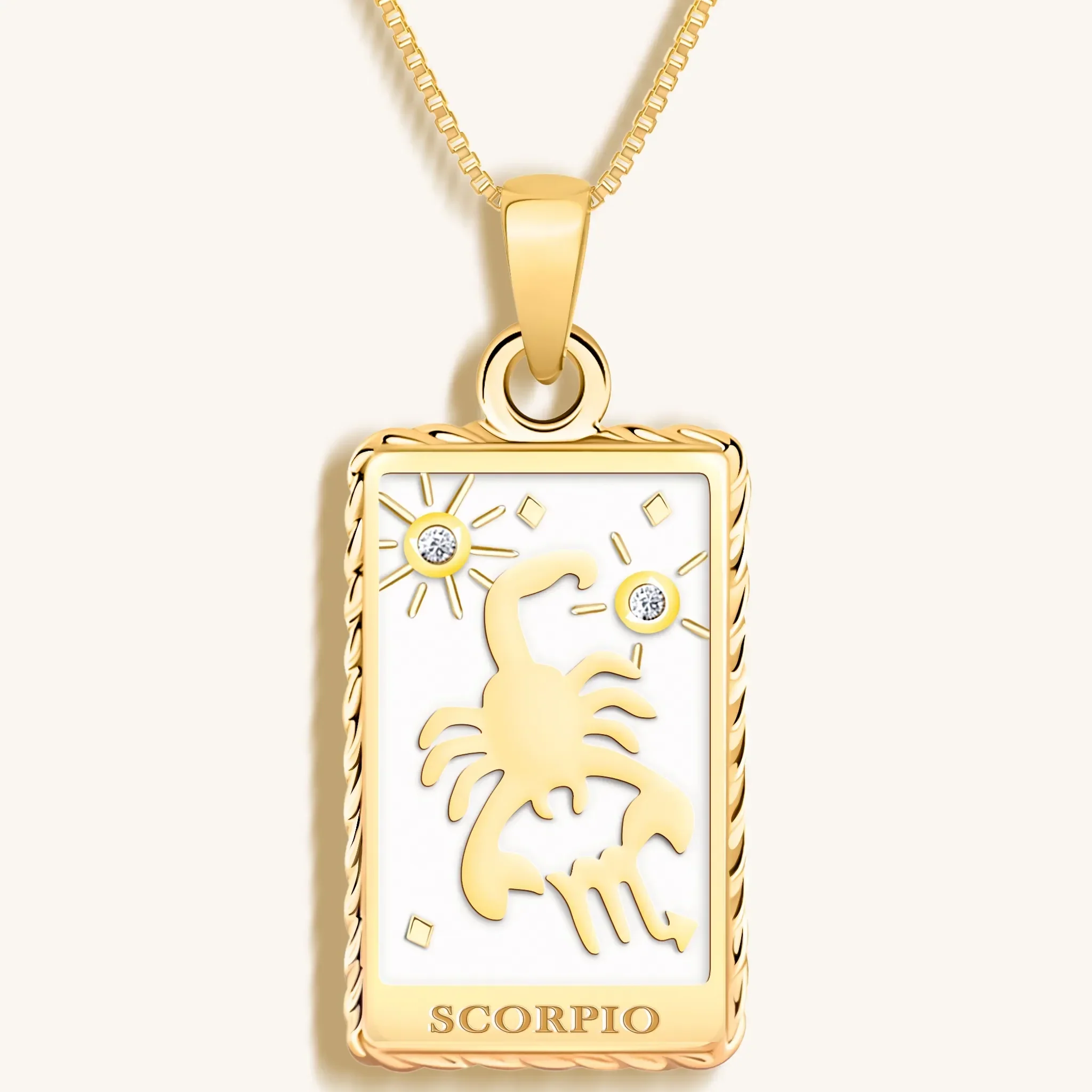 Passionate Devotion - White Enamel Scorpio Card Necklace - Image 2