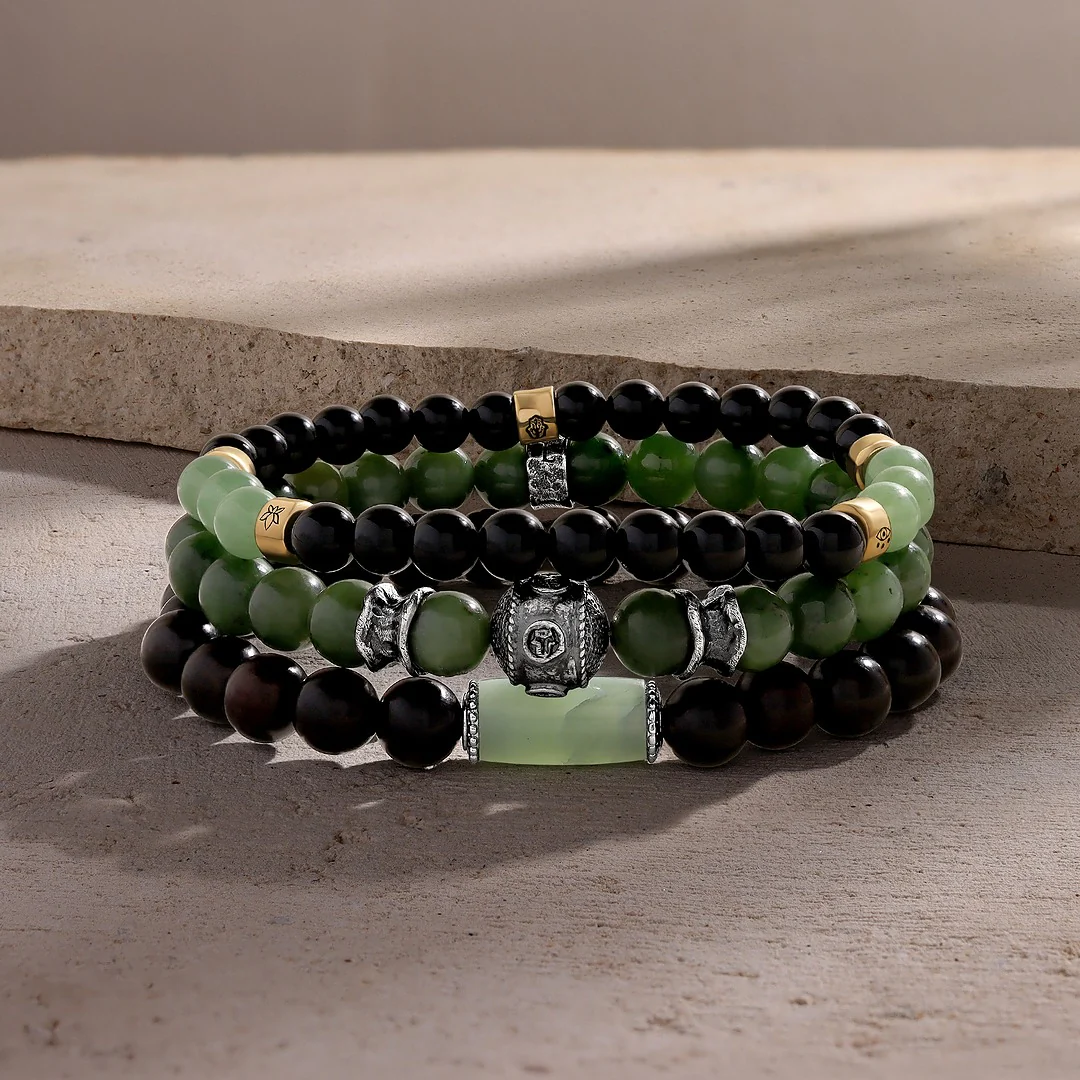 Path of Abundance Jade & Onyx Bracelet Set