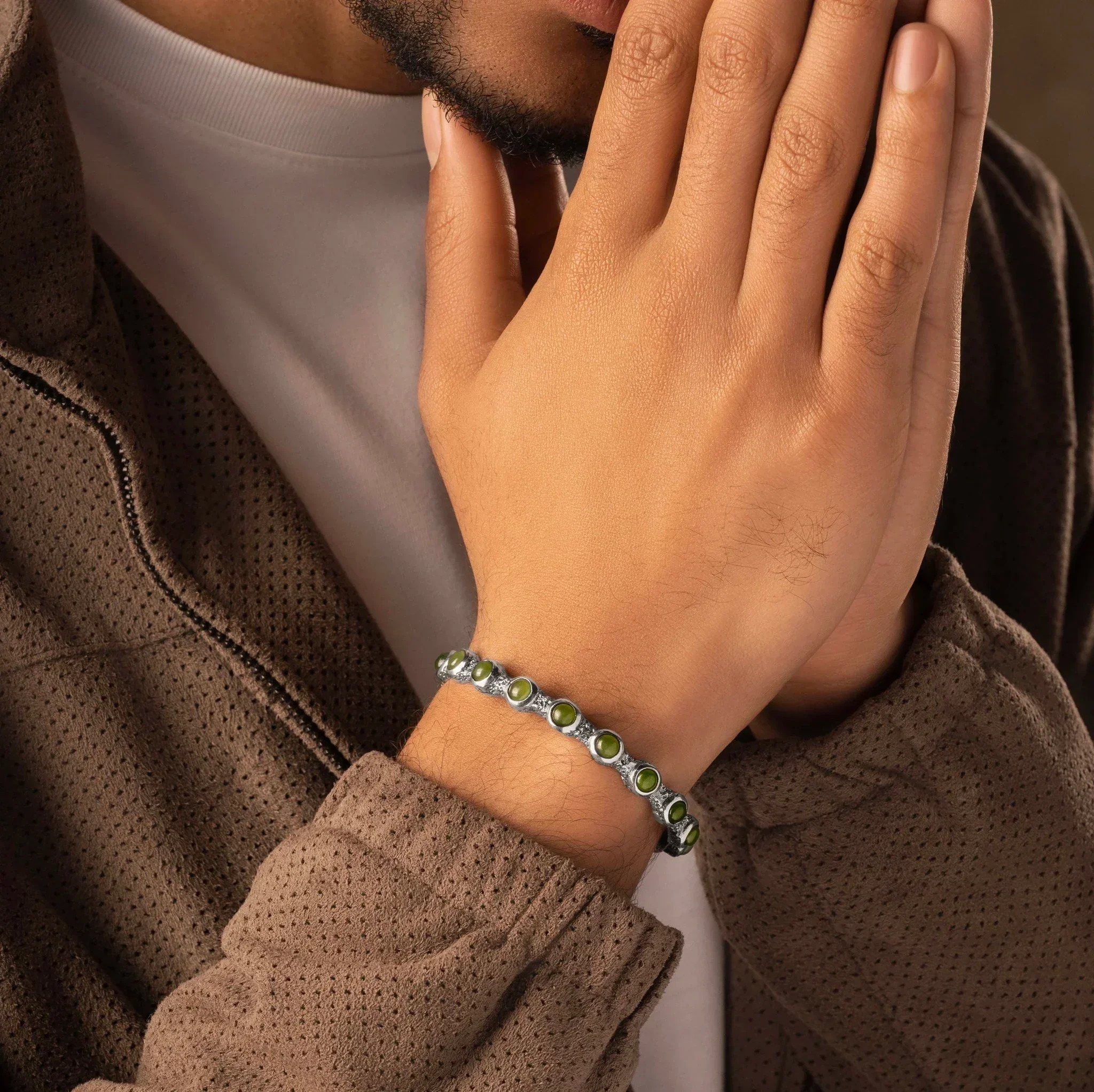 Path of Prosperity - Olive Jade Men’s Cuff - Image 2