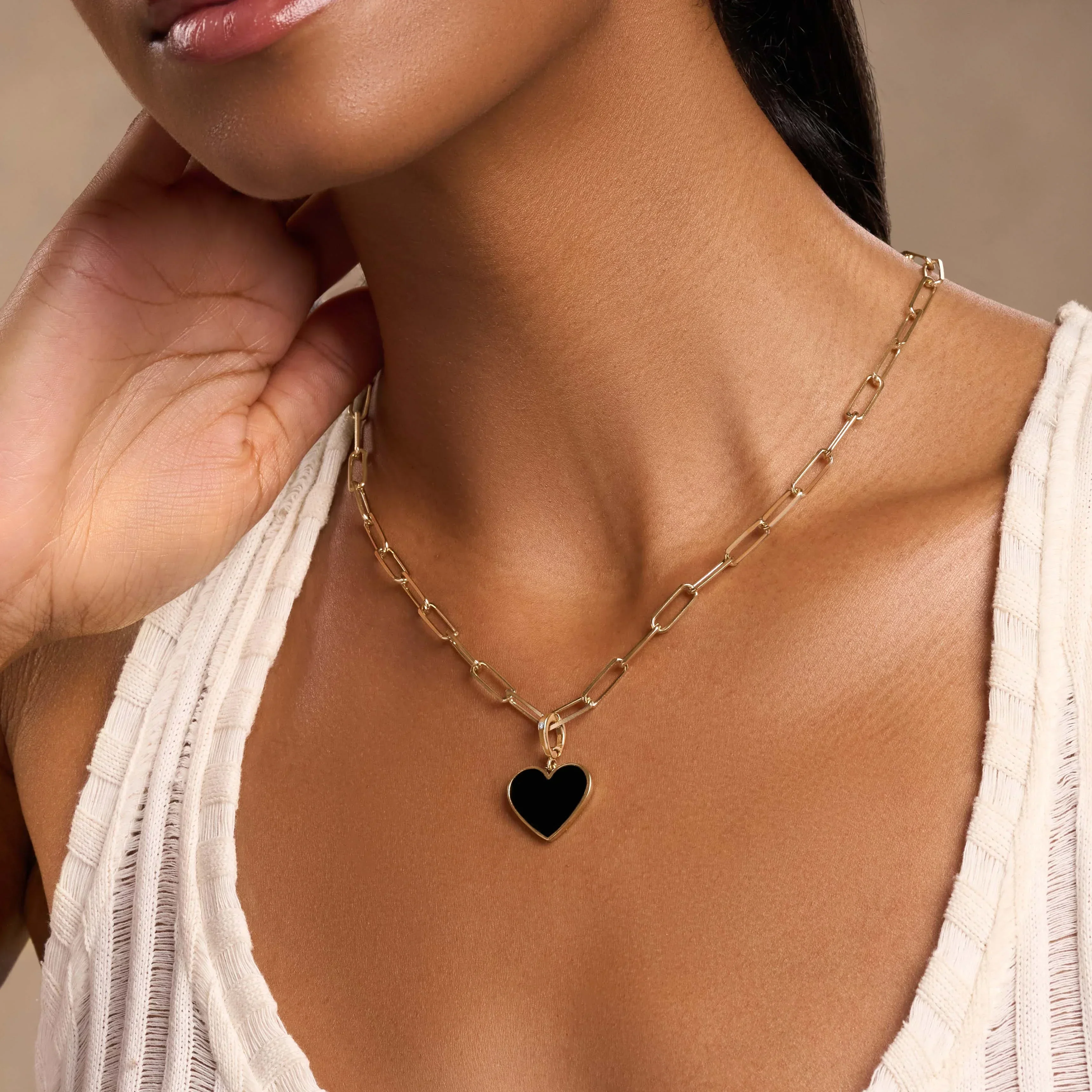Peace and Stability Onyx Heart Engravable Charm - Image 2