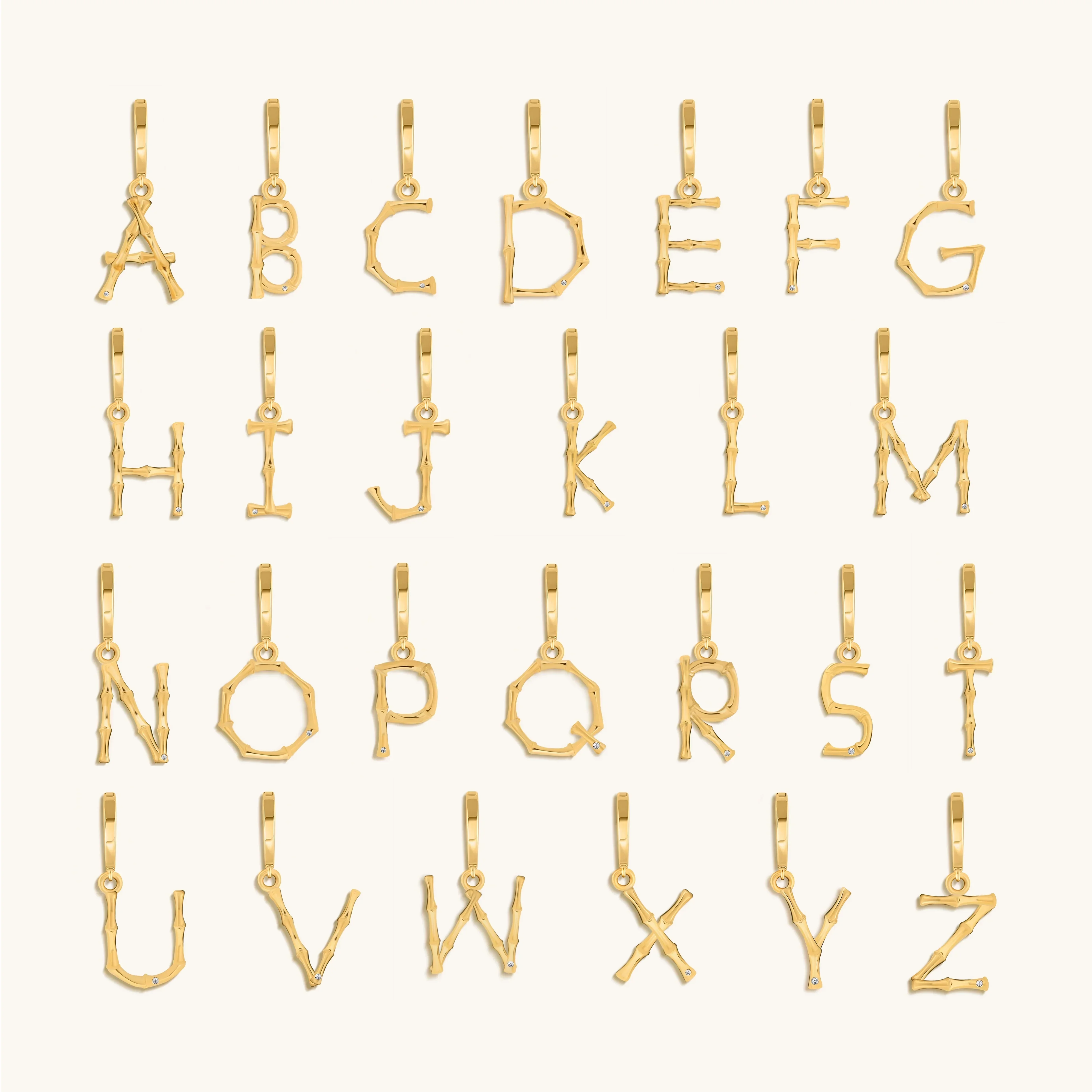 Peaceful Admiration Bamboo Initial Gold Charms - Image 2