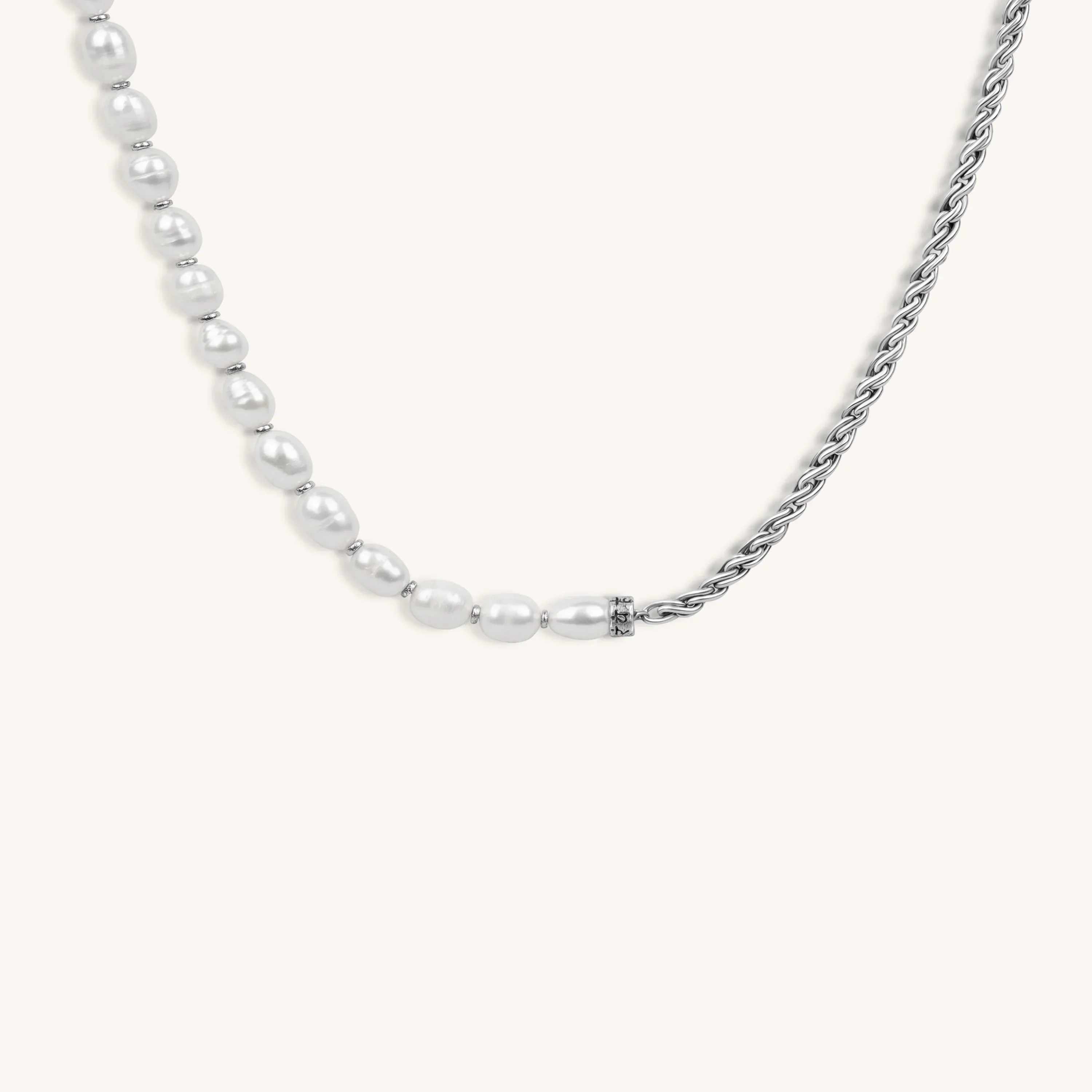 Peaceful Intuition White Pearl Mantra Necklace