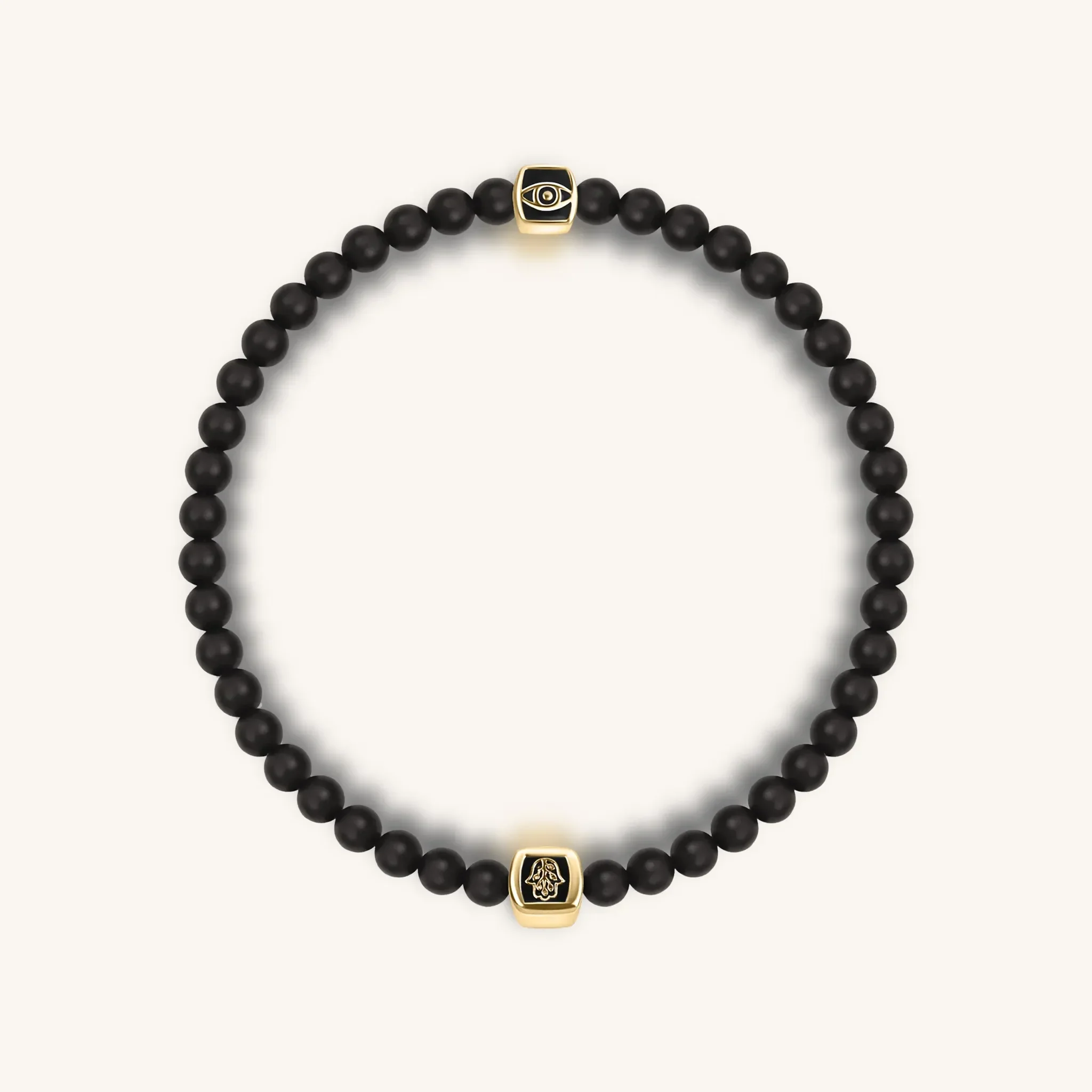 Peaceful Progress - Matte Onyx Evil Eye Hamsa Bracelet