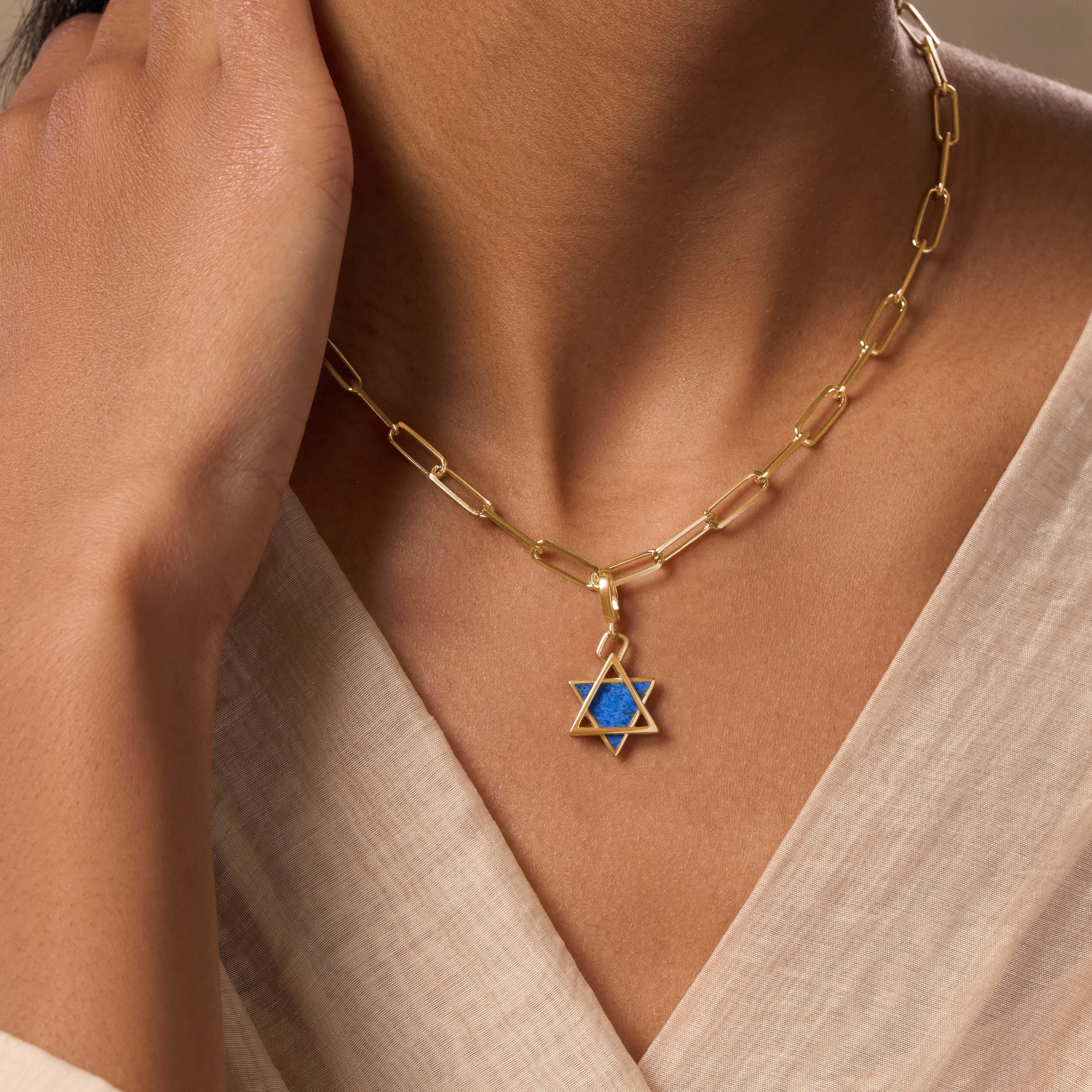 Perceptive Wisdom Lapis Lazuli Star of David Gold Pendant - Image 2