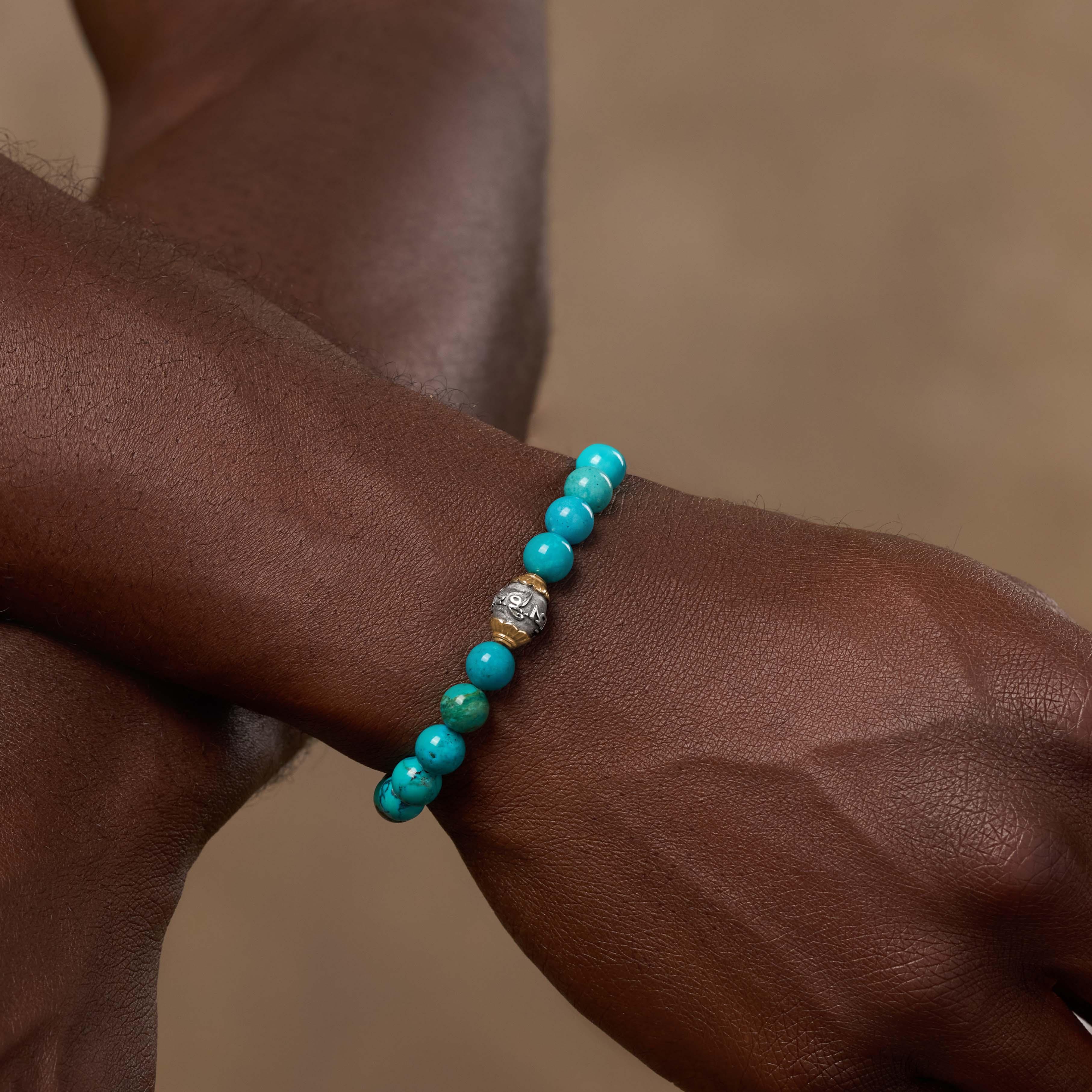 Perpetual Transformation Turquoise Mantra Silver Bracelet - Image 2
