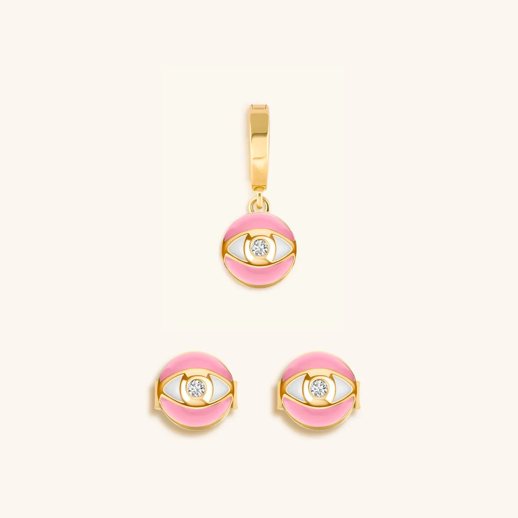 Pink Aura Evil Eye Jewelry Set