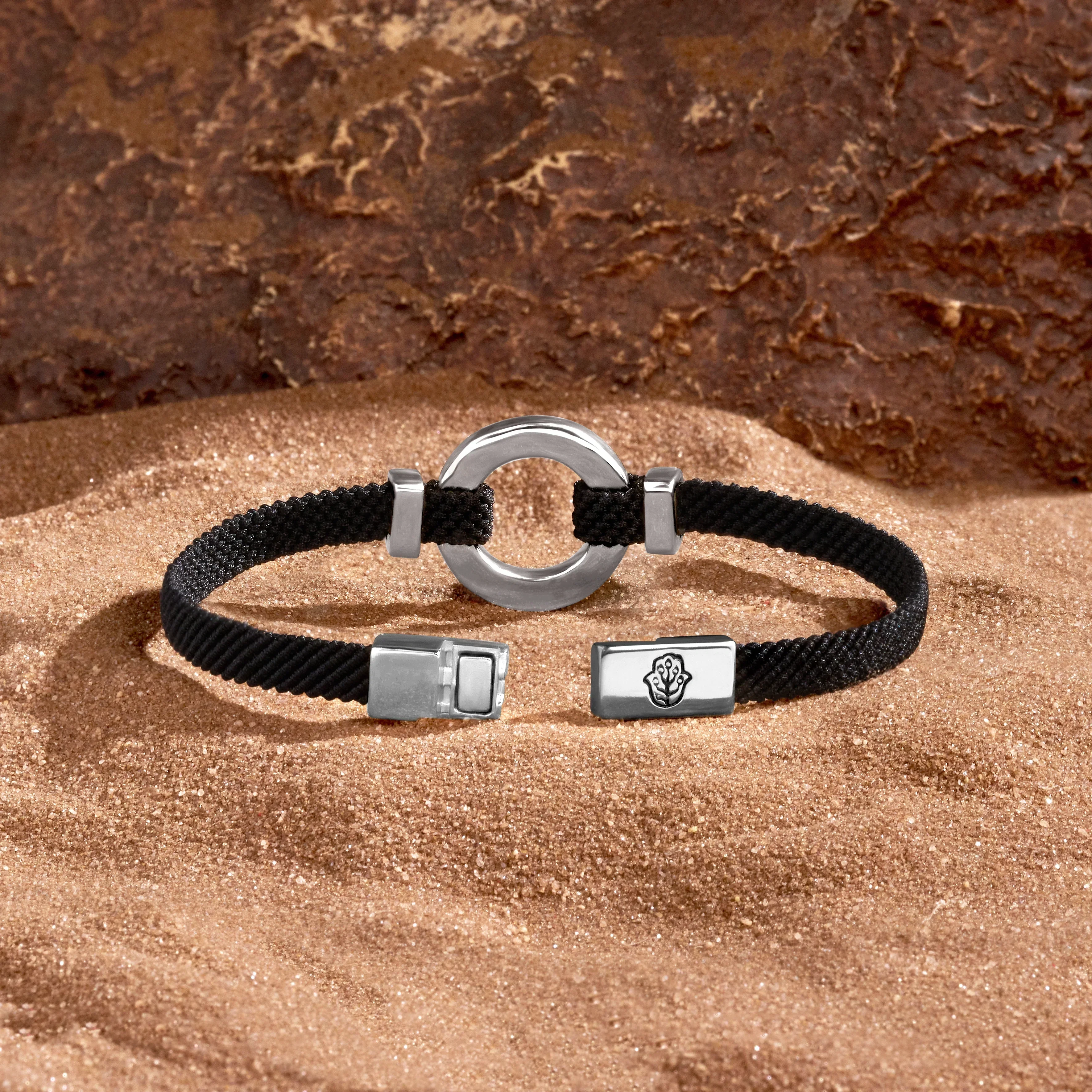 Positive Vibrations Malachite Karma Circle Men’s Black String Bracelet - Image 3