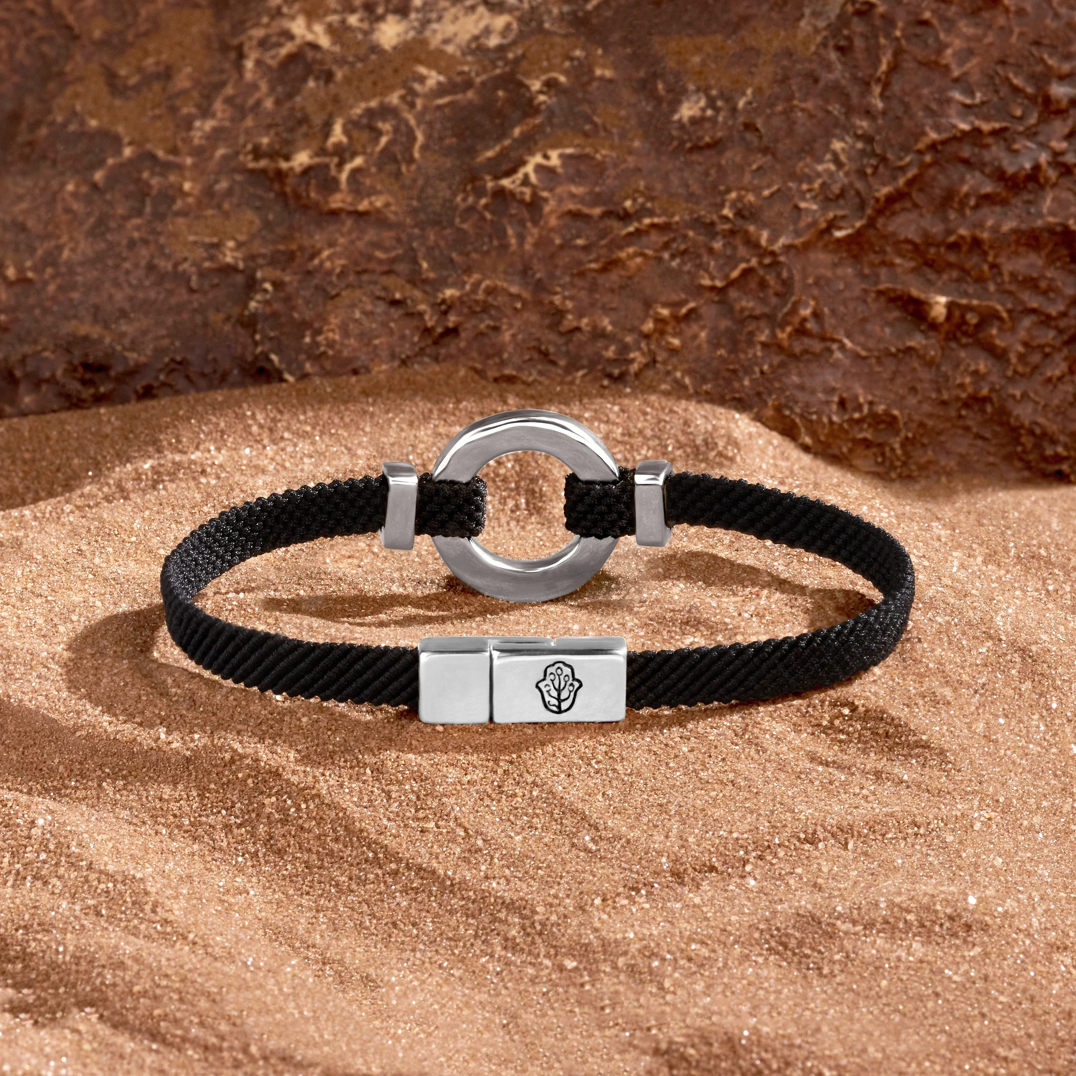 Positive Vibrations Malachite Karma Circle Men’s Black String Bracelet - Image 5