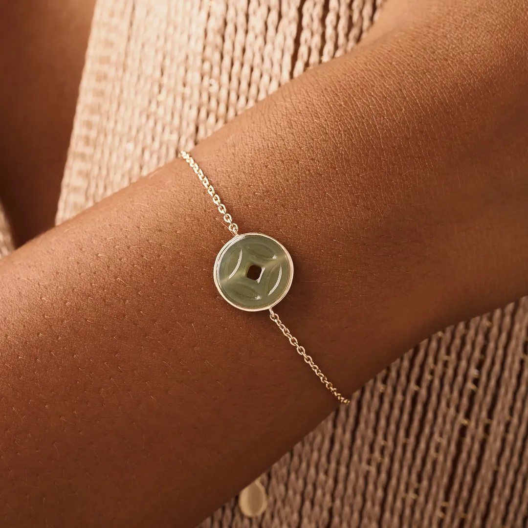 Prosperity Line Jade Coin Bracelet - Image 2