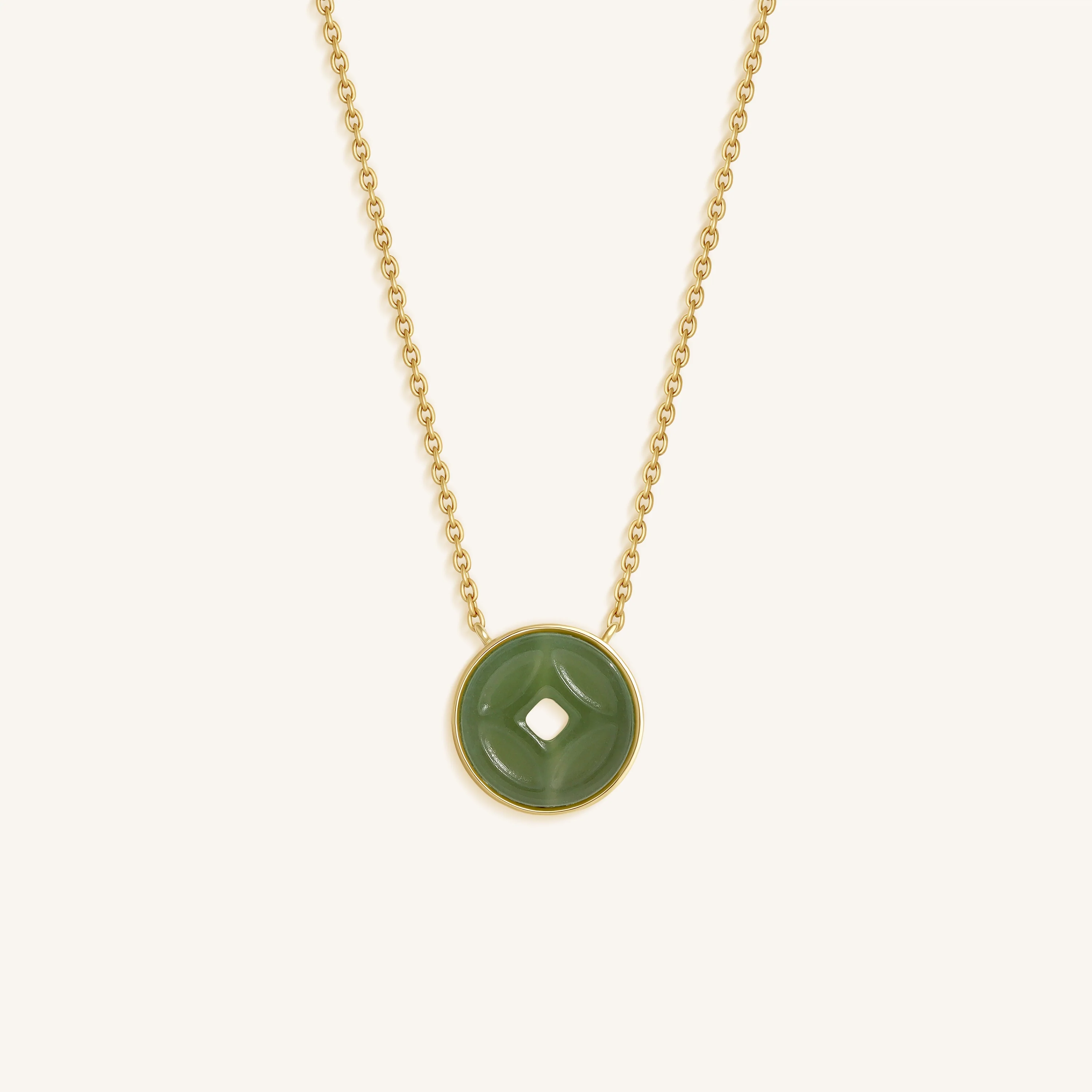 Prosperity Line Jade Lucky Coin Necklace