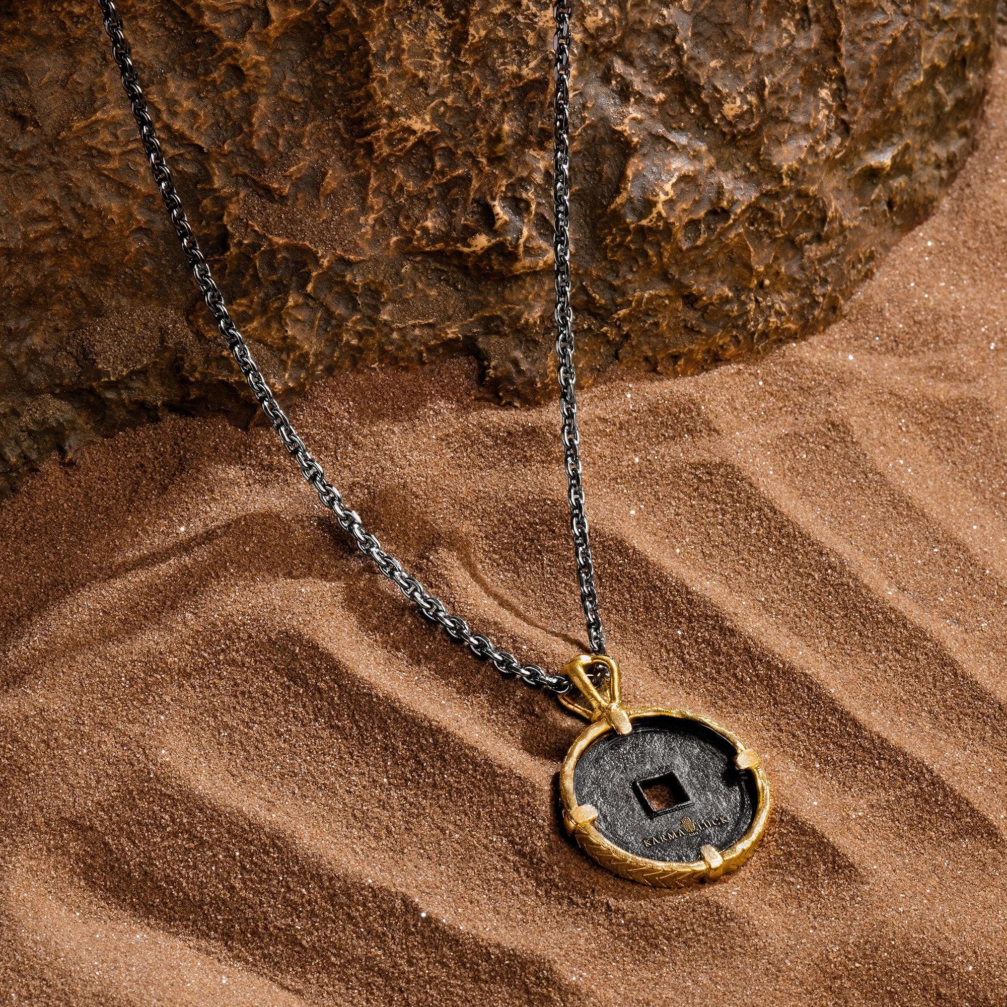 Prosperous Life - Onyx Chinese Coin Necklace - Image 4