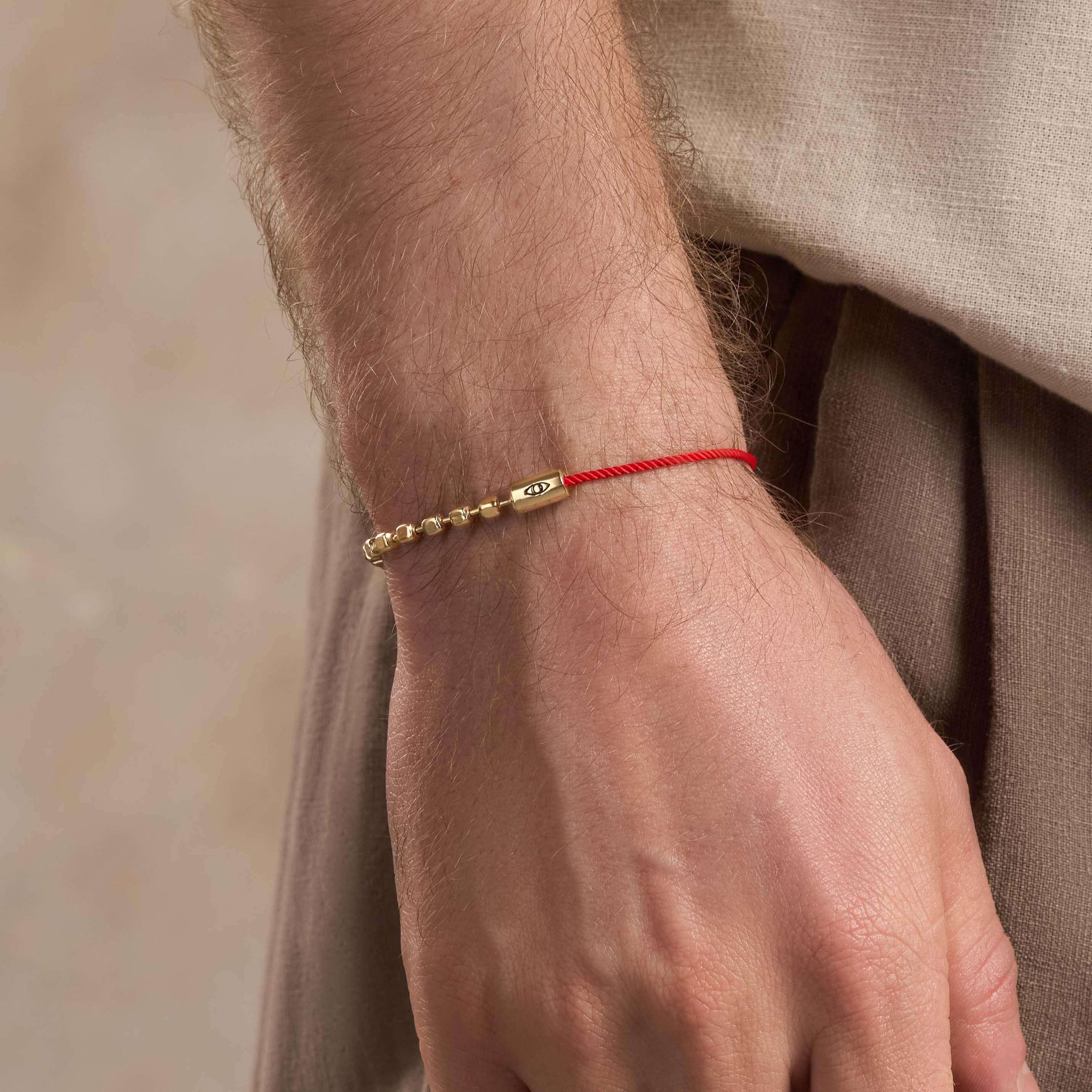 Prosperous Vibration Men's Gold Red String Evil Eye Bracelet - Image 5