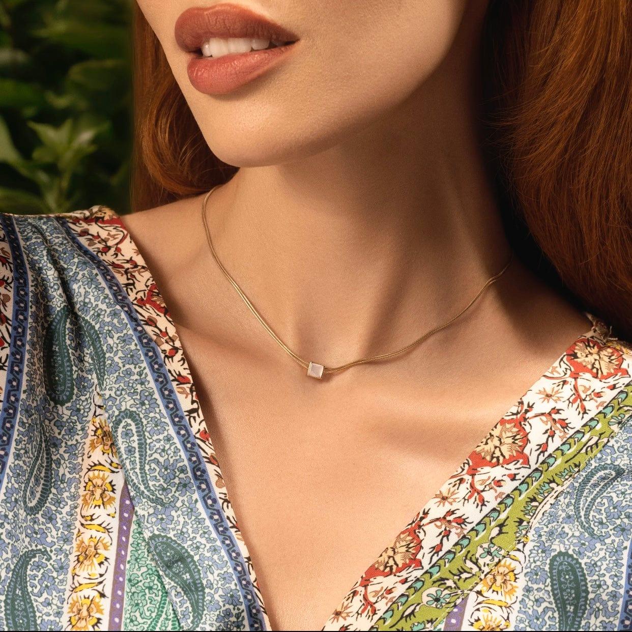 Protect & Balance - Mother of Pearl Evil Eye June Birthstone Necklace - Image 2