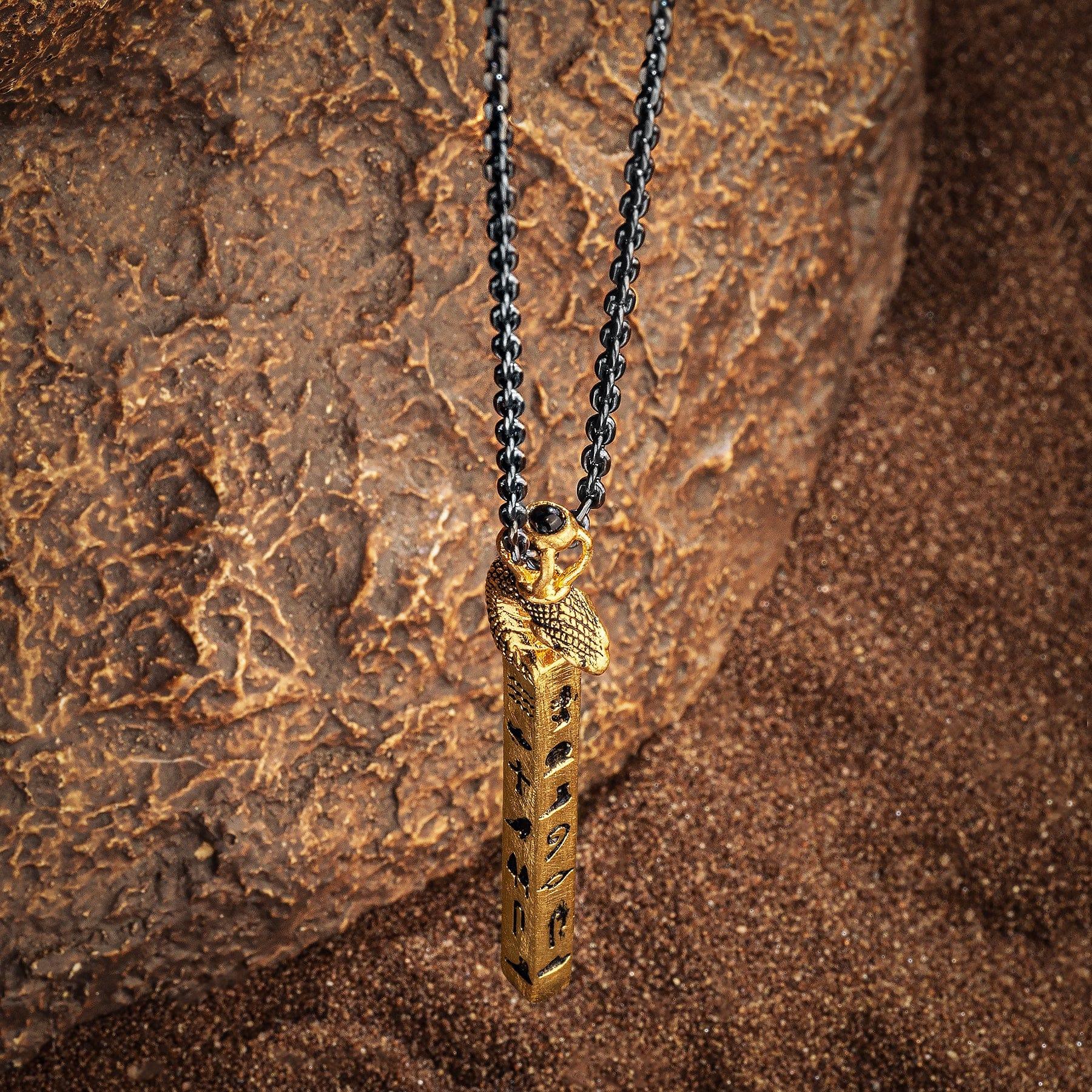 Protected & Grounded - Cobra Hieroglyphics Bar Pendant Necklace - Image 5