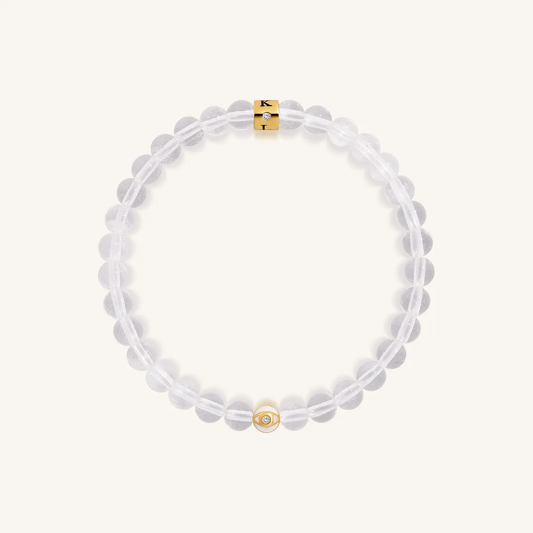 Pure Light Crystal Quartz April Birthstone Evil Eye Kid's Bracelet