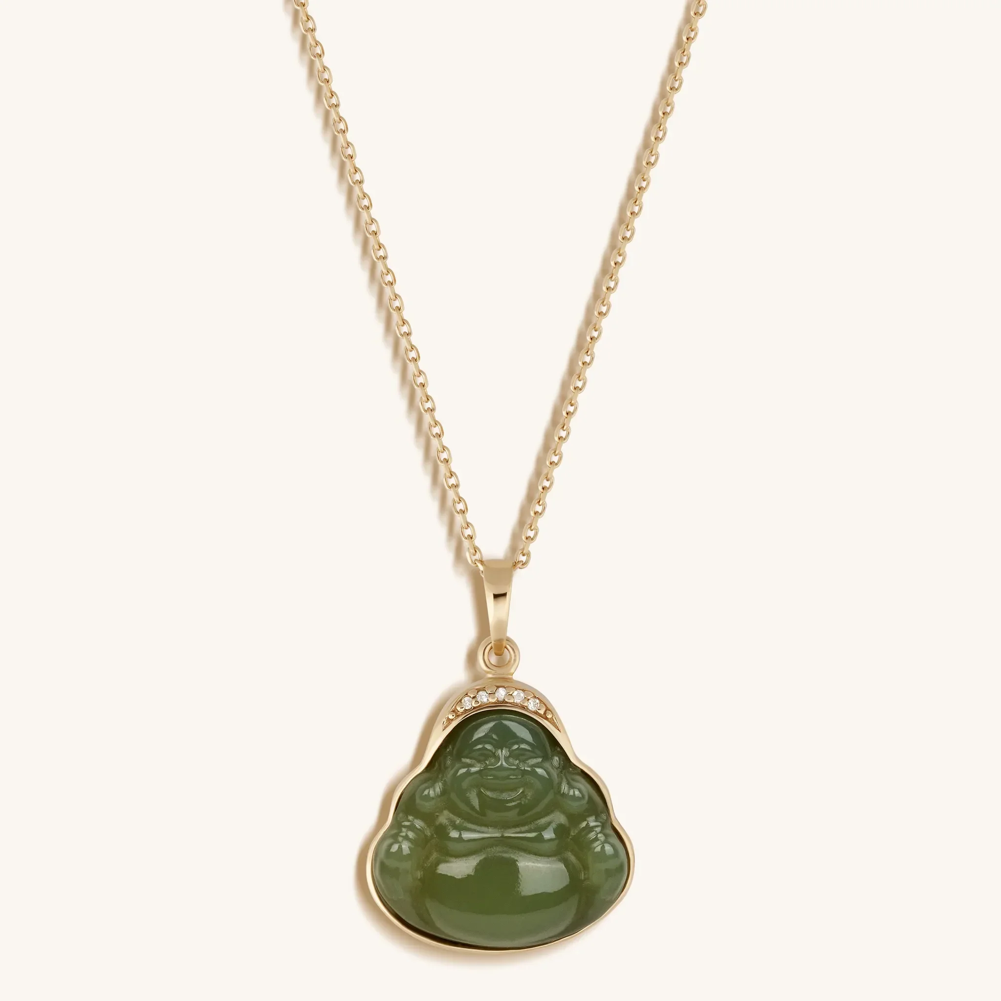 Reaching Nirvana 14K Gold Jade Buddha Necklace