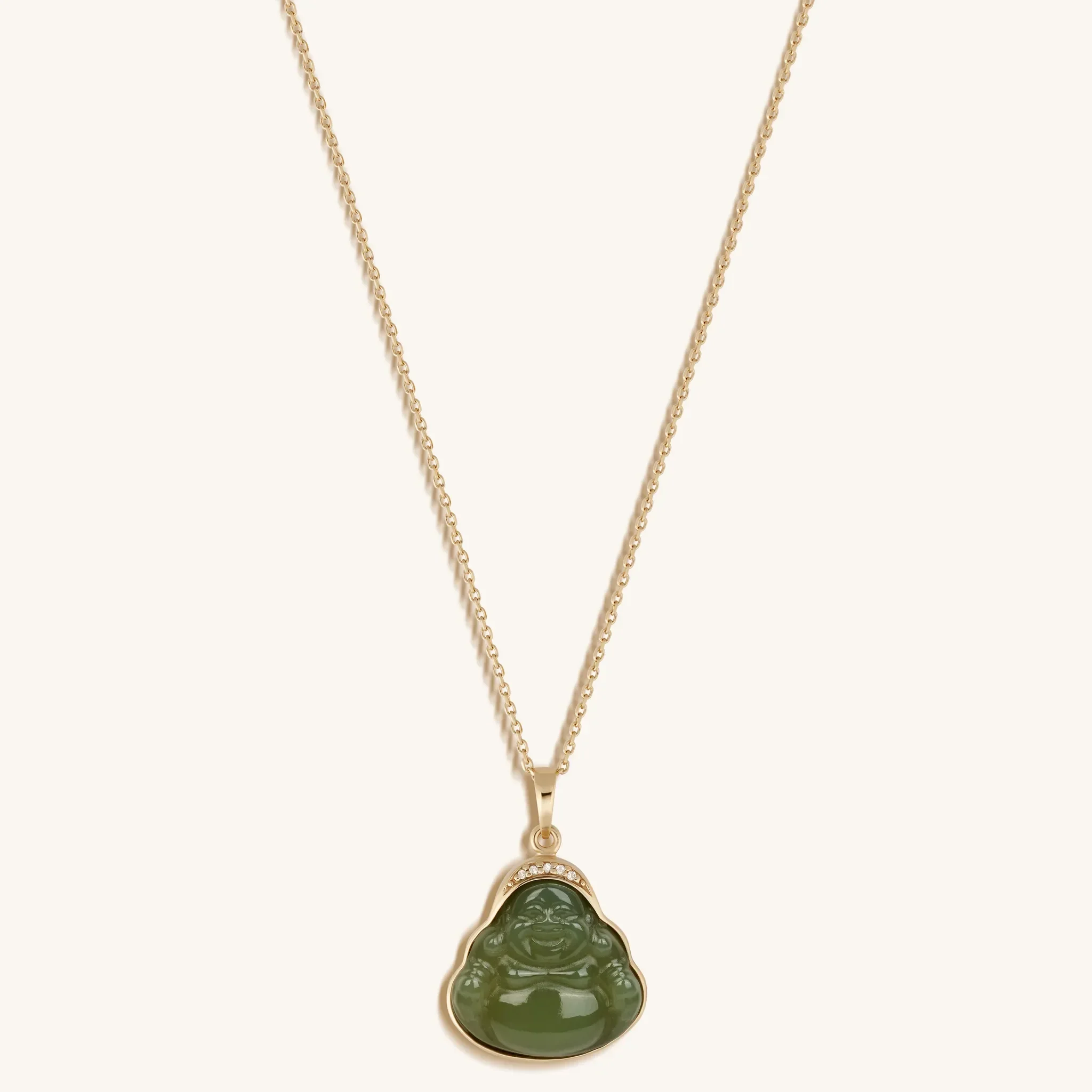 Reaching Nirvana 14K Gold Jade Buddha Necklace - Image 4