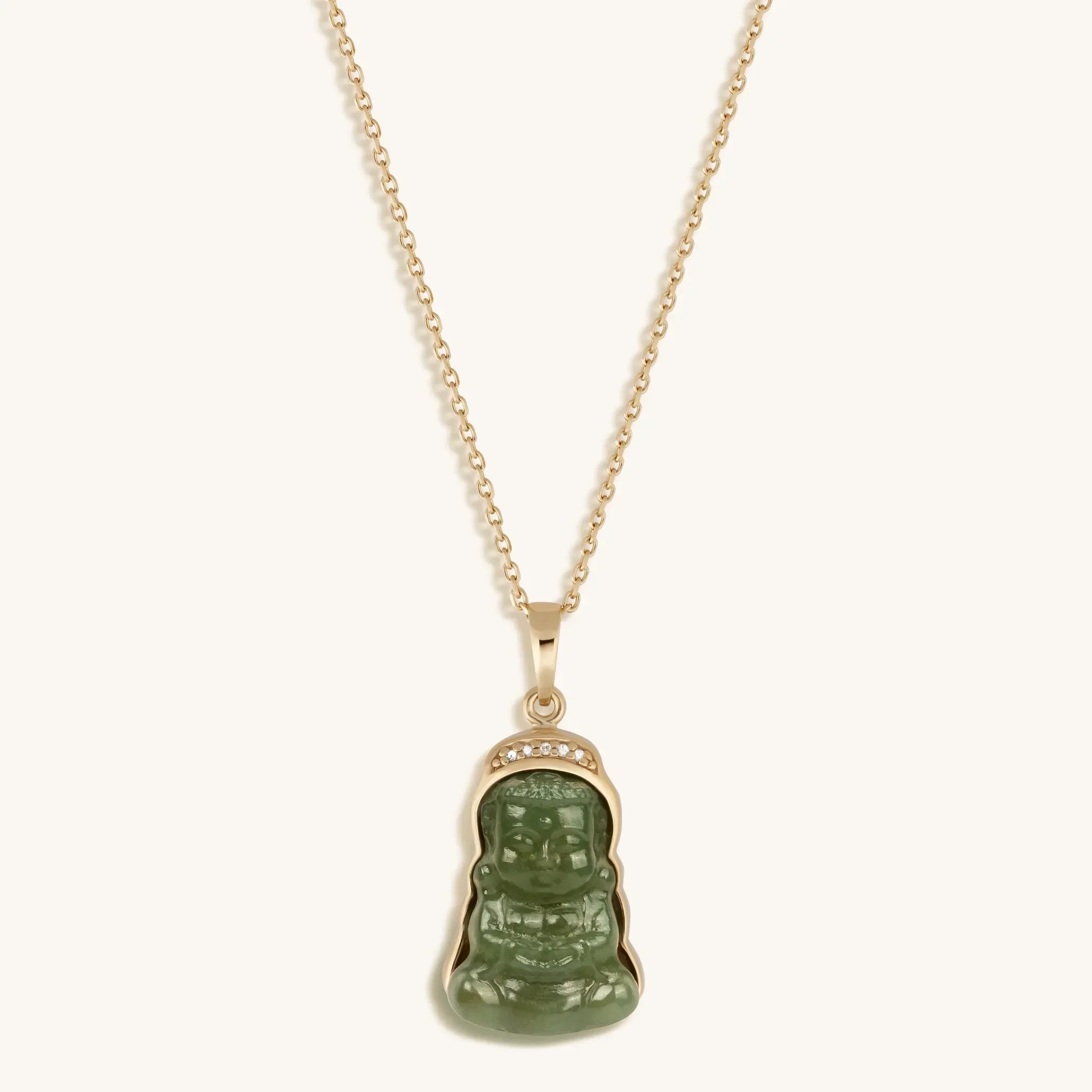 Pure Nirvana 14K Gold Jade Buddha Necklace