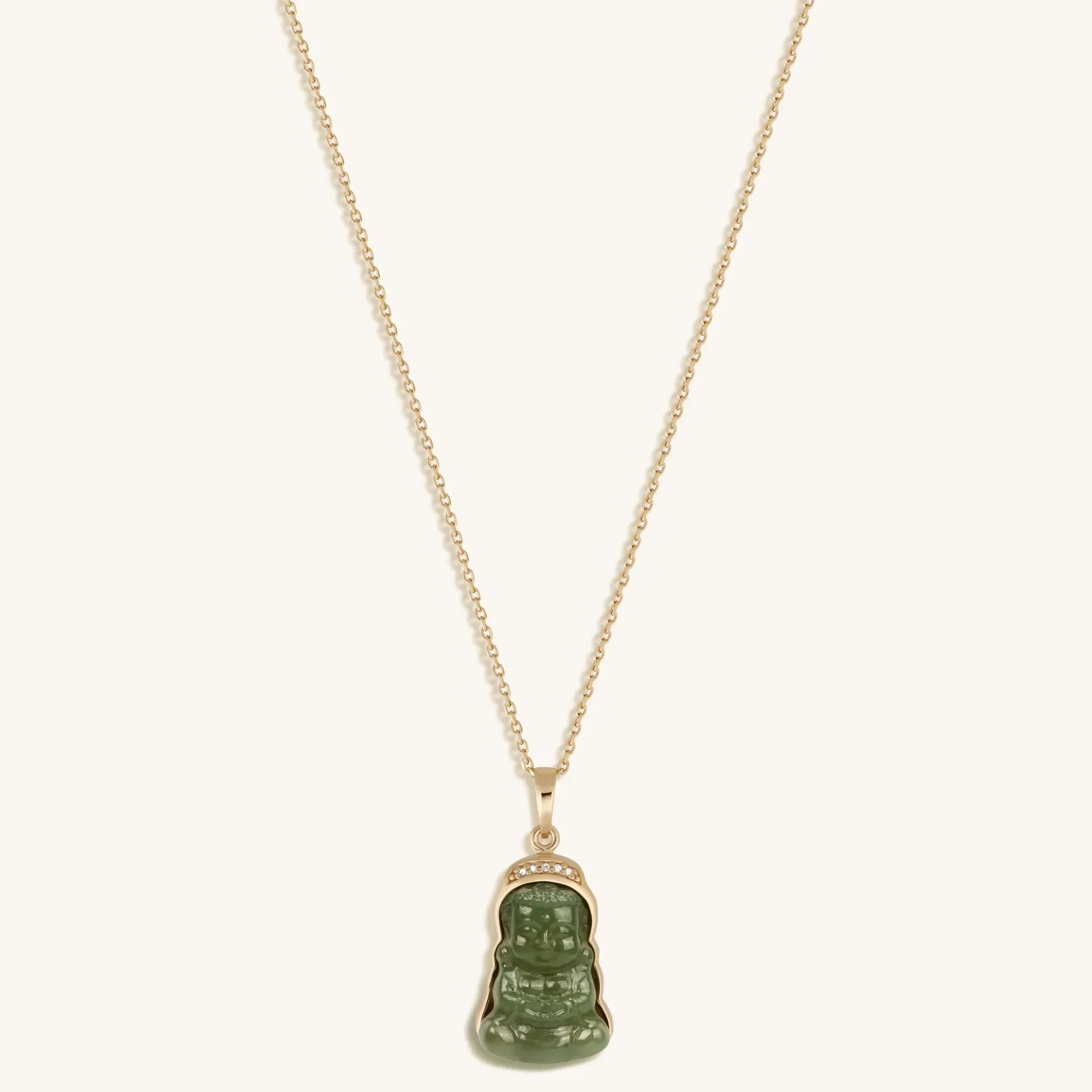 Pure Nirvana 14K Gold Jade Buddha Necklace - Image 4