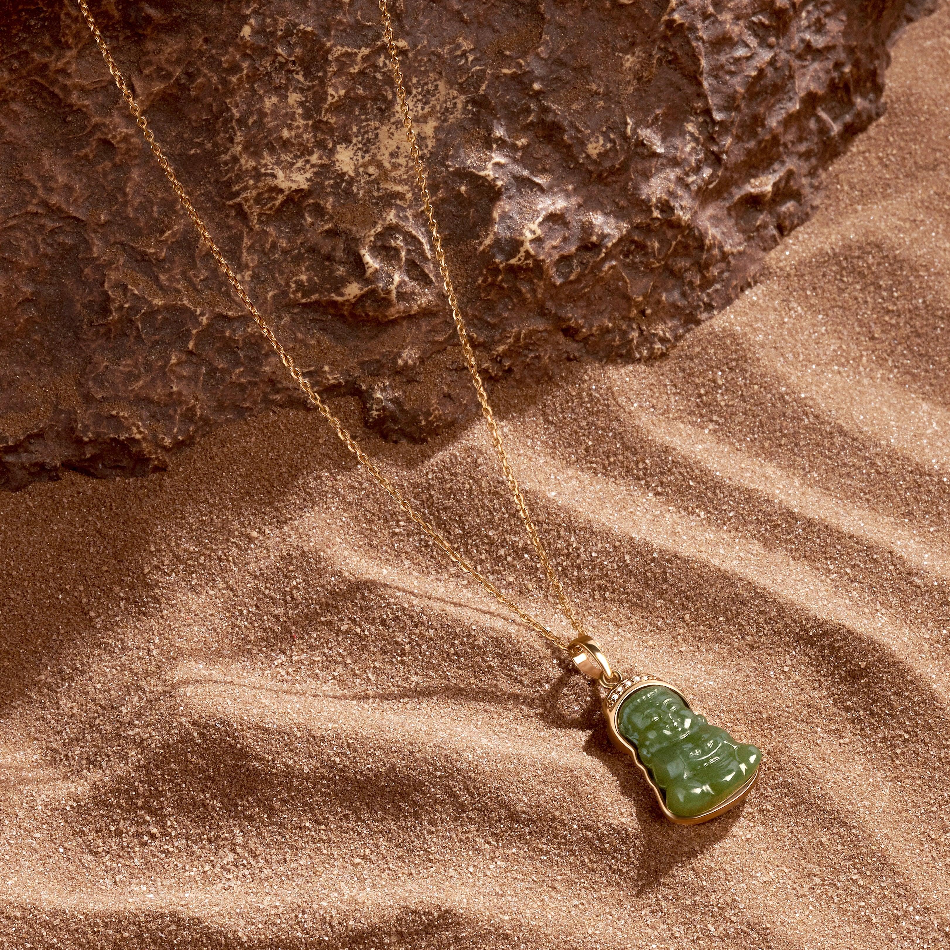 Pure Nirvana 14K Gold Jade Buddha Necklace - Image 5