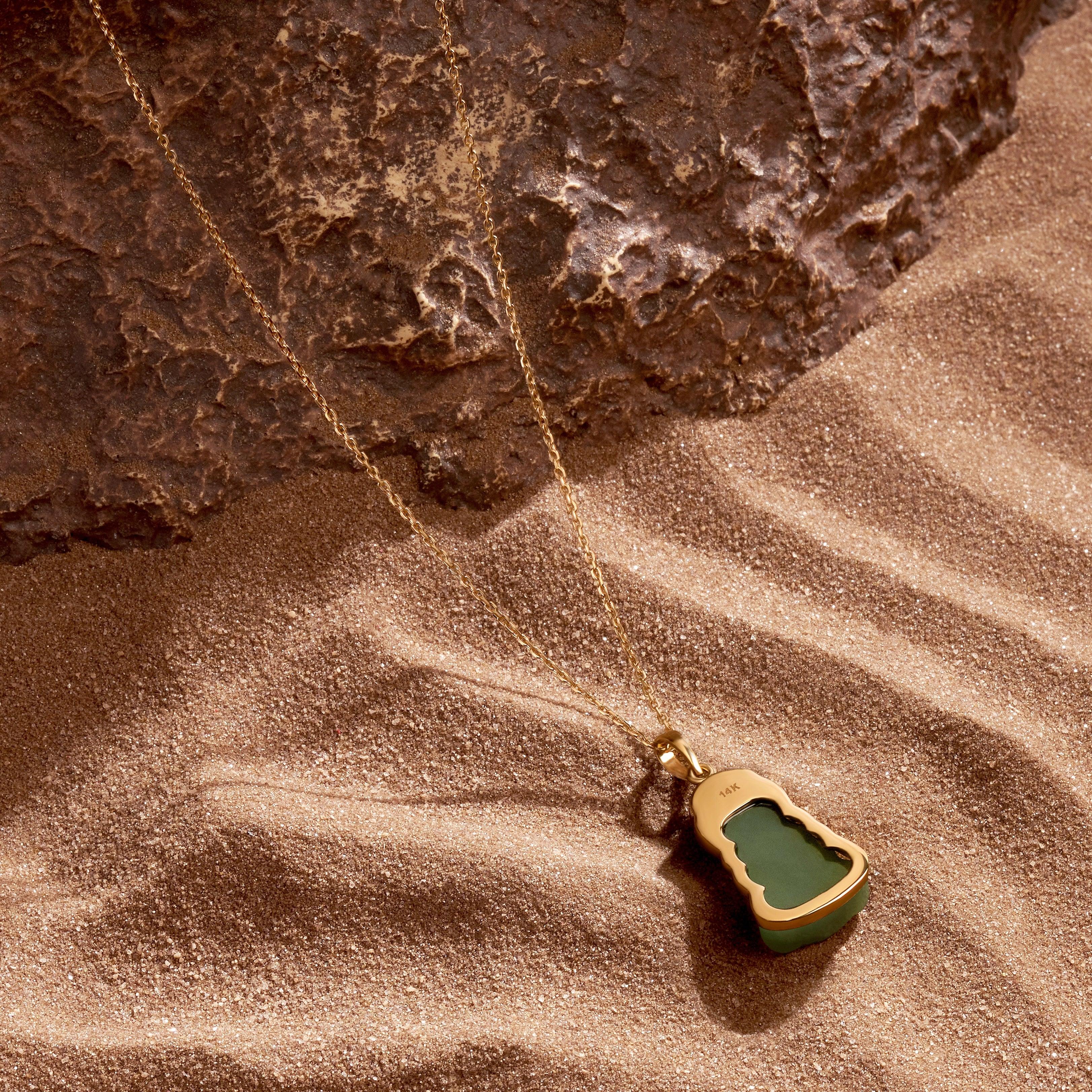 Pure Nirvana 14K Gold Jade Buddha Necklace - Image 6