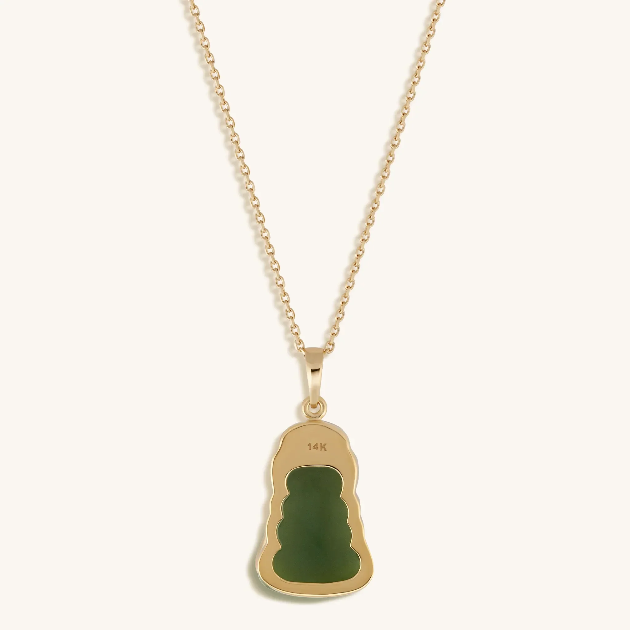 Pure Nirvana 14K Gold Jade Buddha Necklace - Image 7