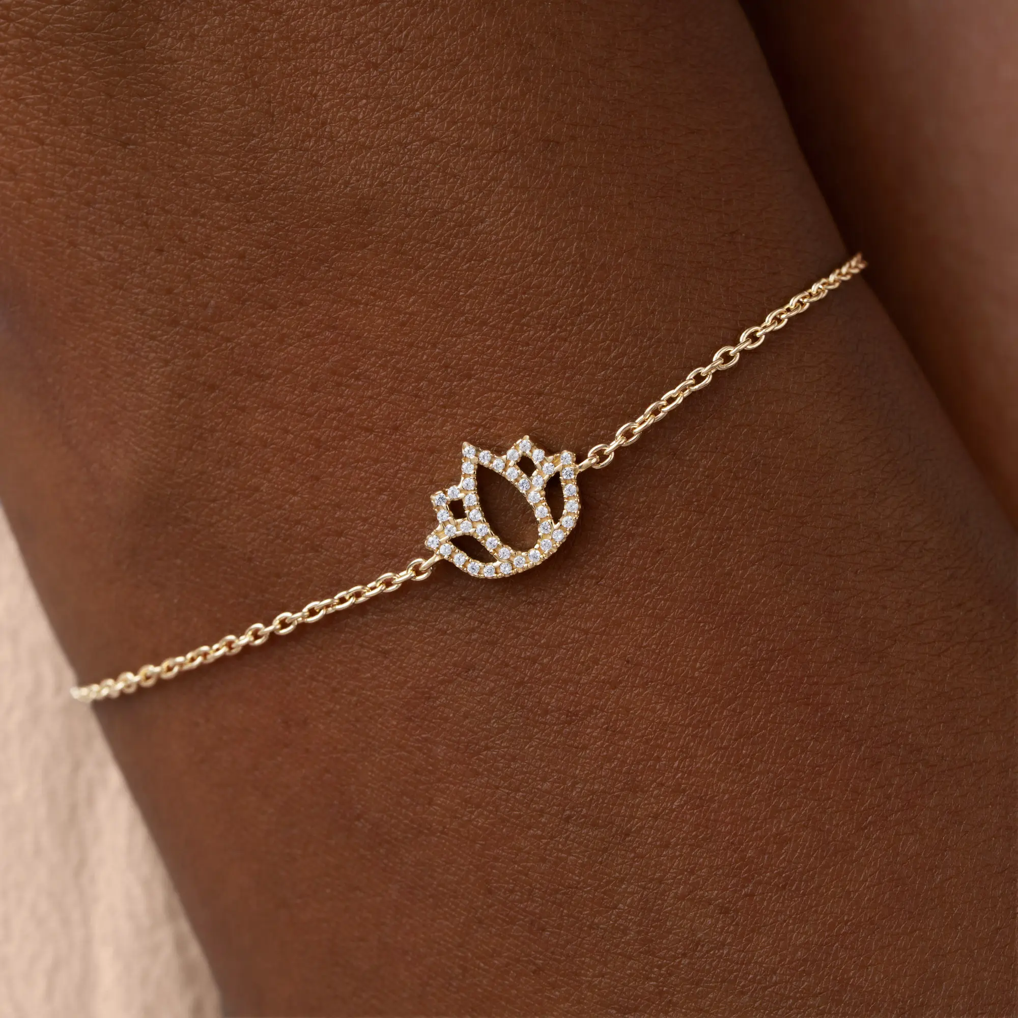 Radiant Blossom Lotus Serenity Gold Bracelet - Image 2